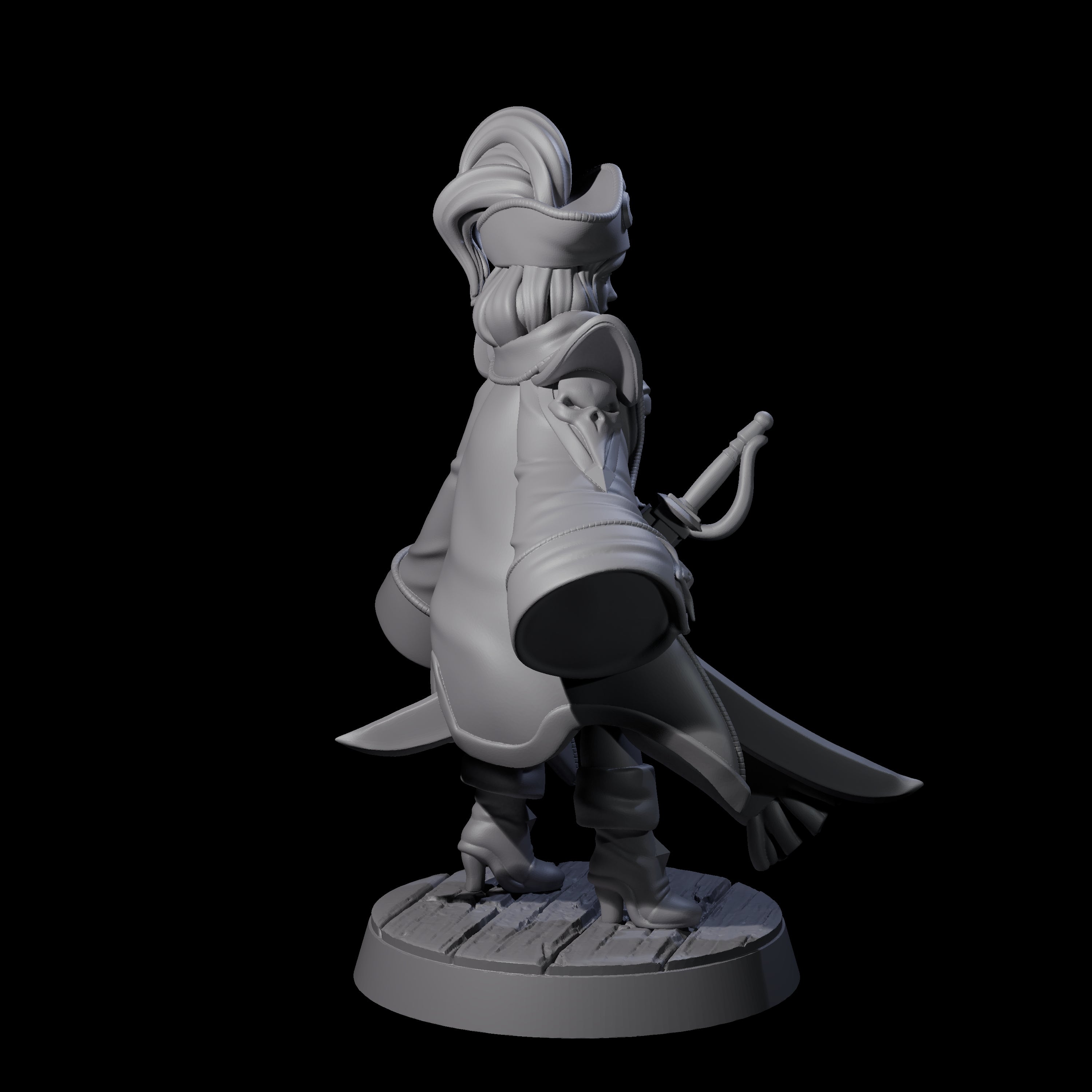 Scurvy Pirate Captain Miniature for Dungeons and Dragons, Pathfinder or other TTRPGs