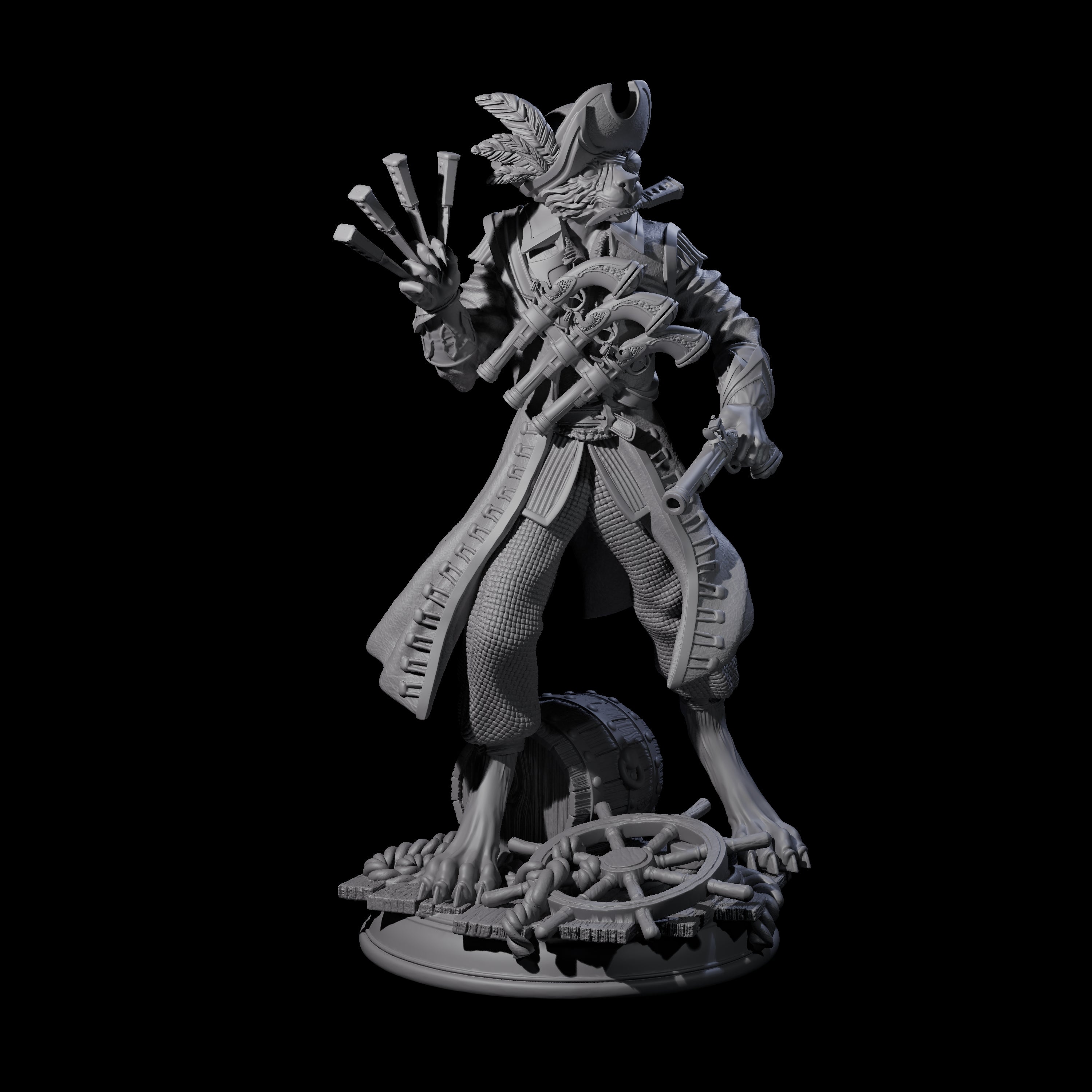 Scurvy Tabaxi Pirate Miniature for Dungeons and Dragons, Pathfinder or other TTRPGs