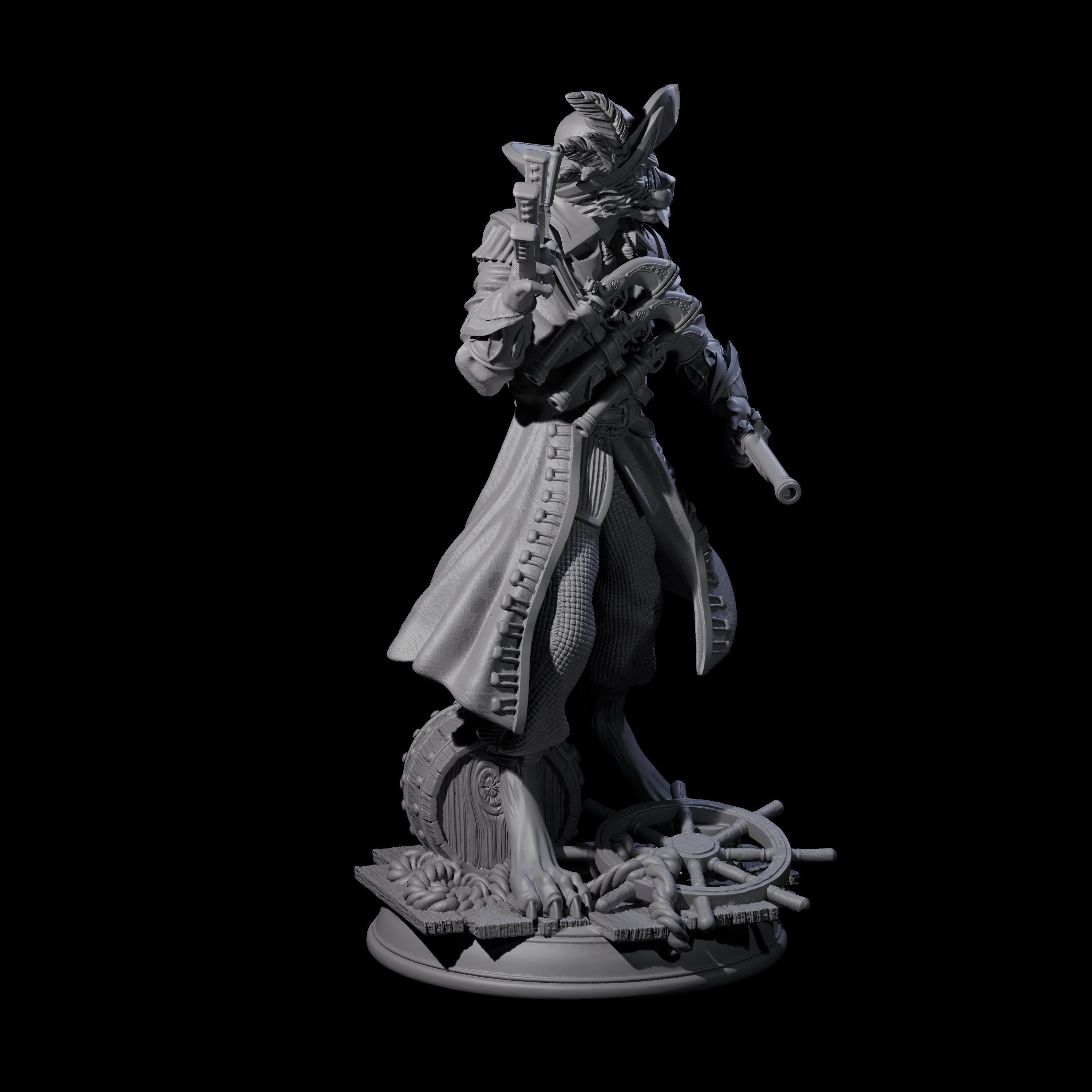 Scurvy Tabaxi Pirate Miniature for Dungeons and Dragons, Pathfinder or other TTRPGs