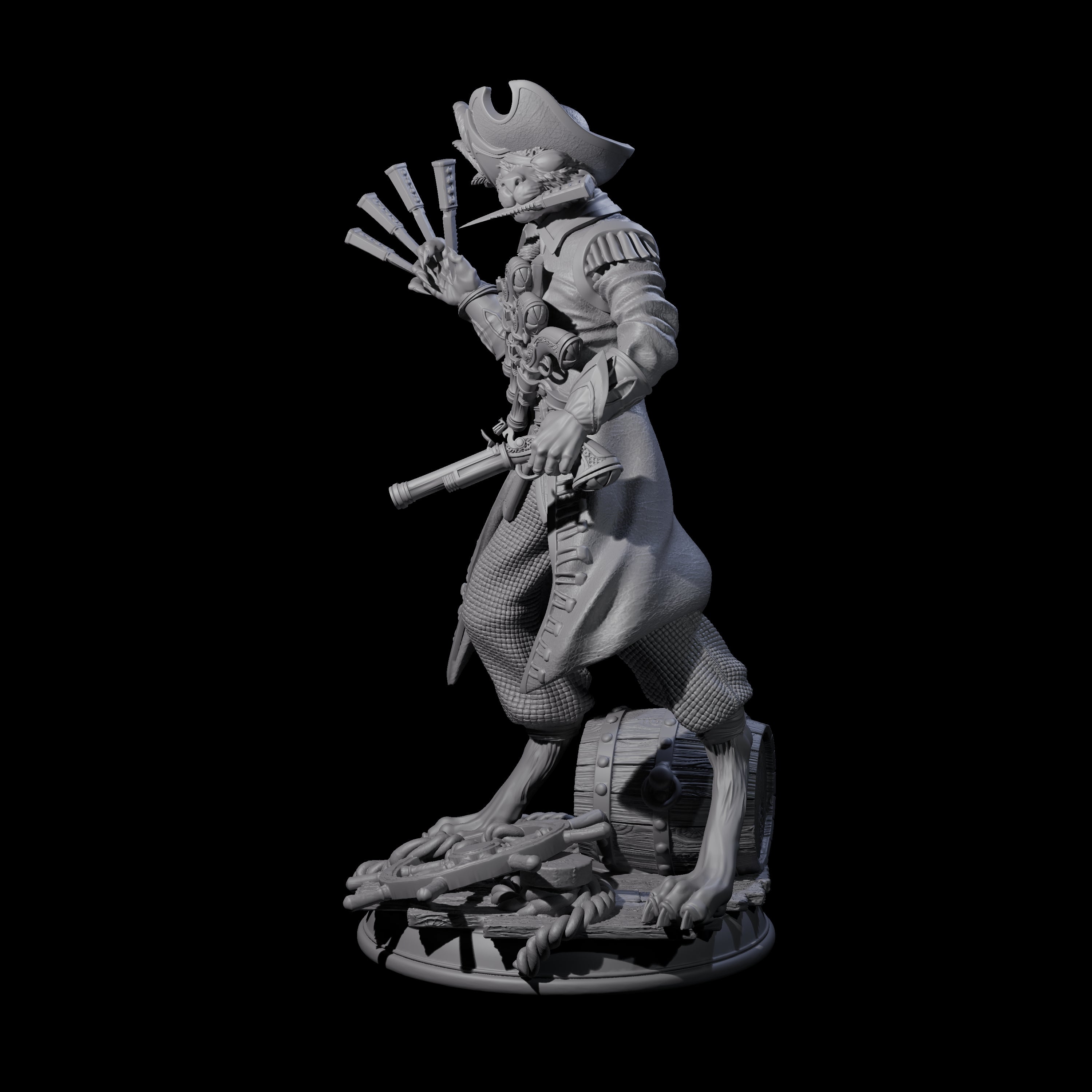 Scurvy Tabaxi Pirate Miniature for Dungeons and Dragons, Pathfinder or other TTRPGs