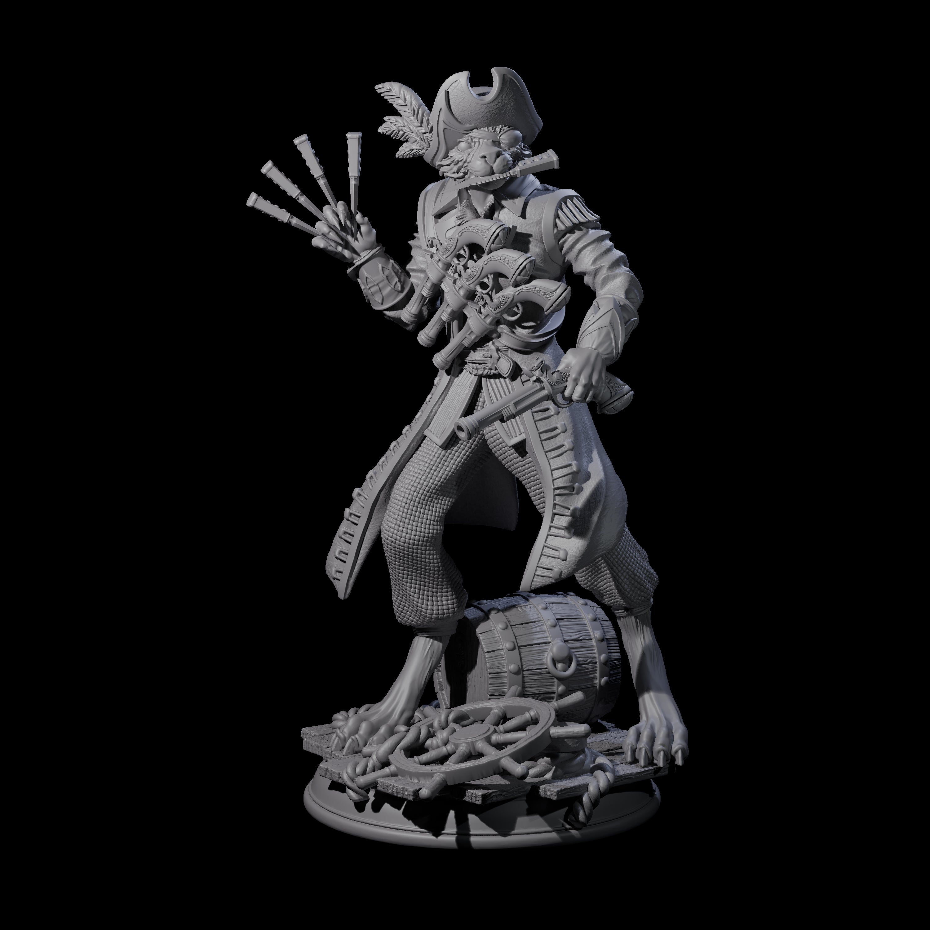 Scurvy Tabaxi Pirate Miniature for Dungeons and Dragons, Pathfinder or other TTRPGs