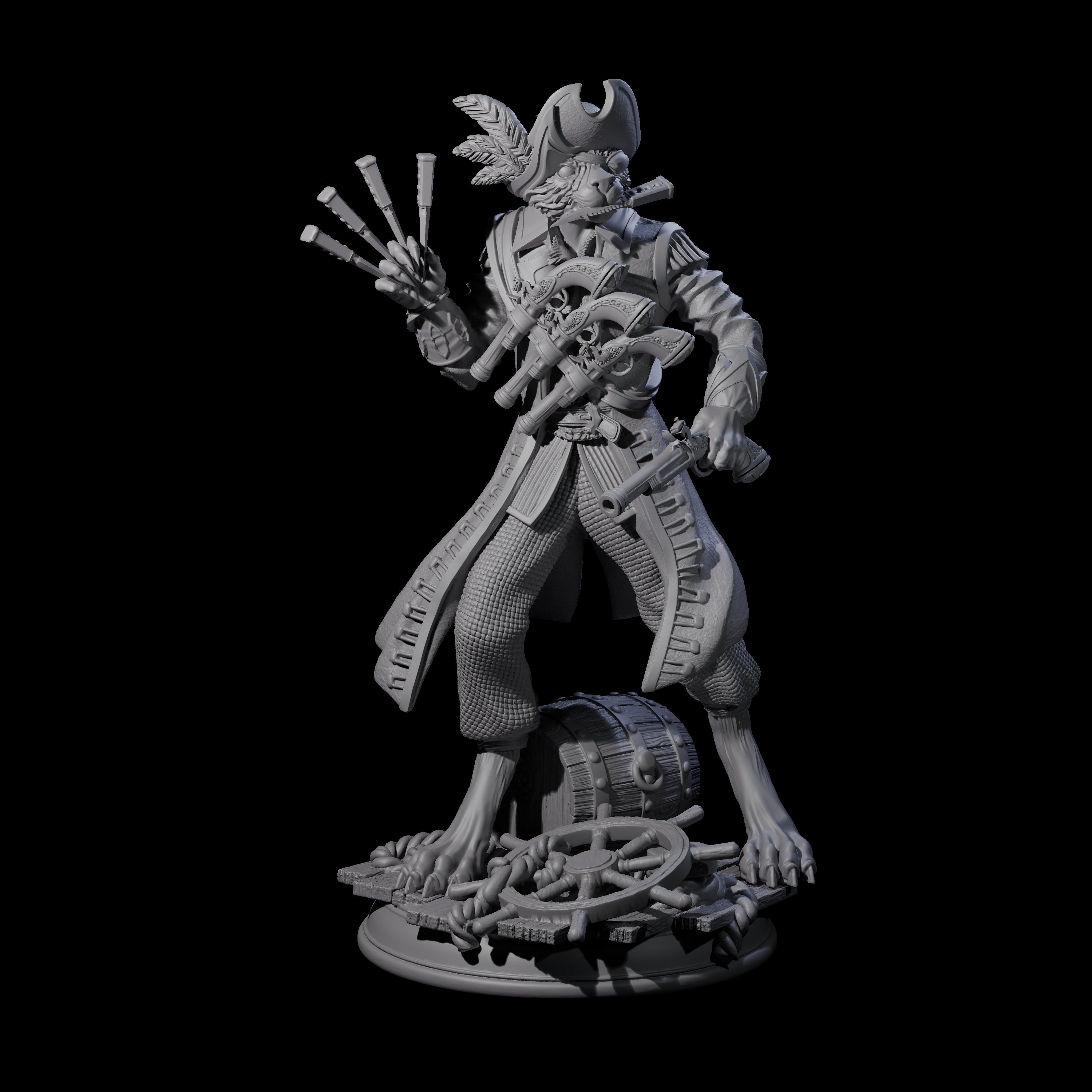 Scurvy Tabaxi Pirate Miniature for Dungeons and Dragons, Pathfinder or other TTRPGs