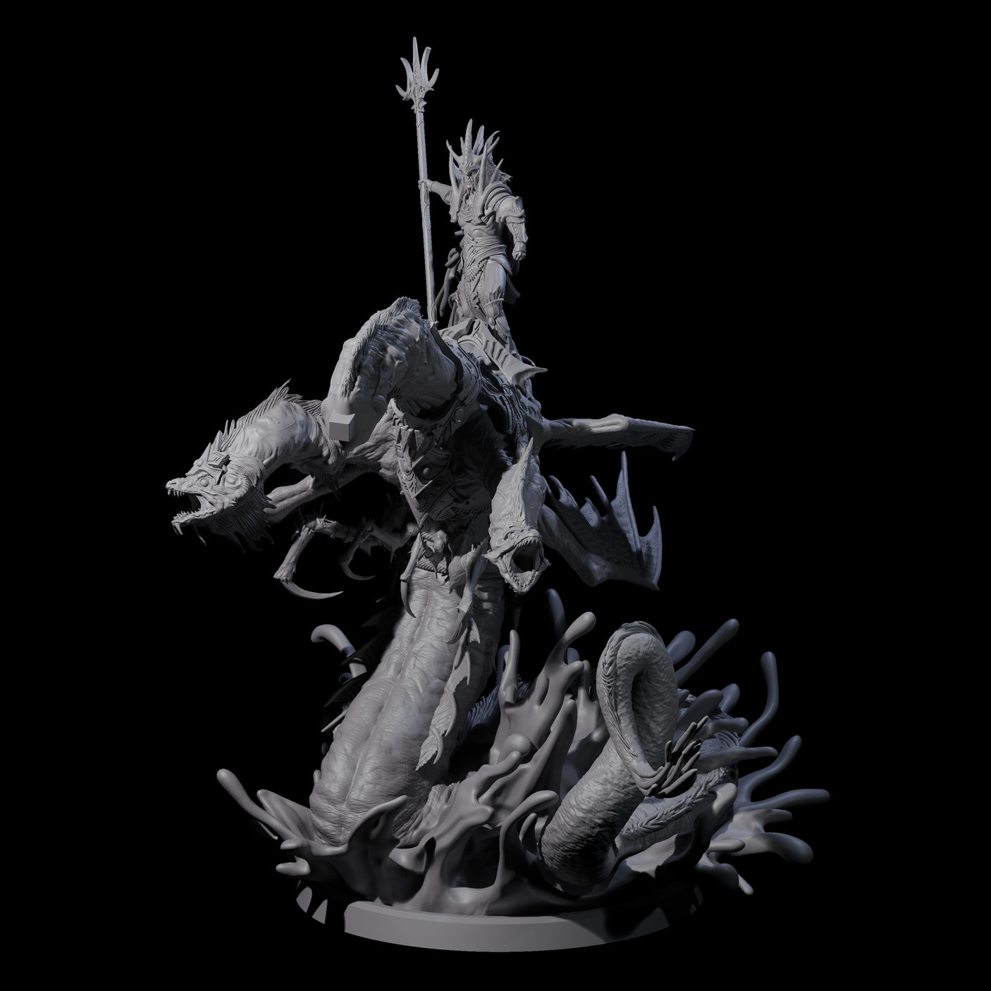 Sea Elf Deeplord Miniature for Dungeons and Dragons, Pathfinder or other TTRPGs