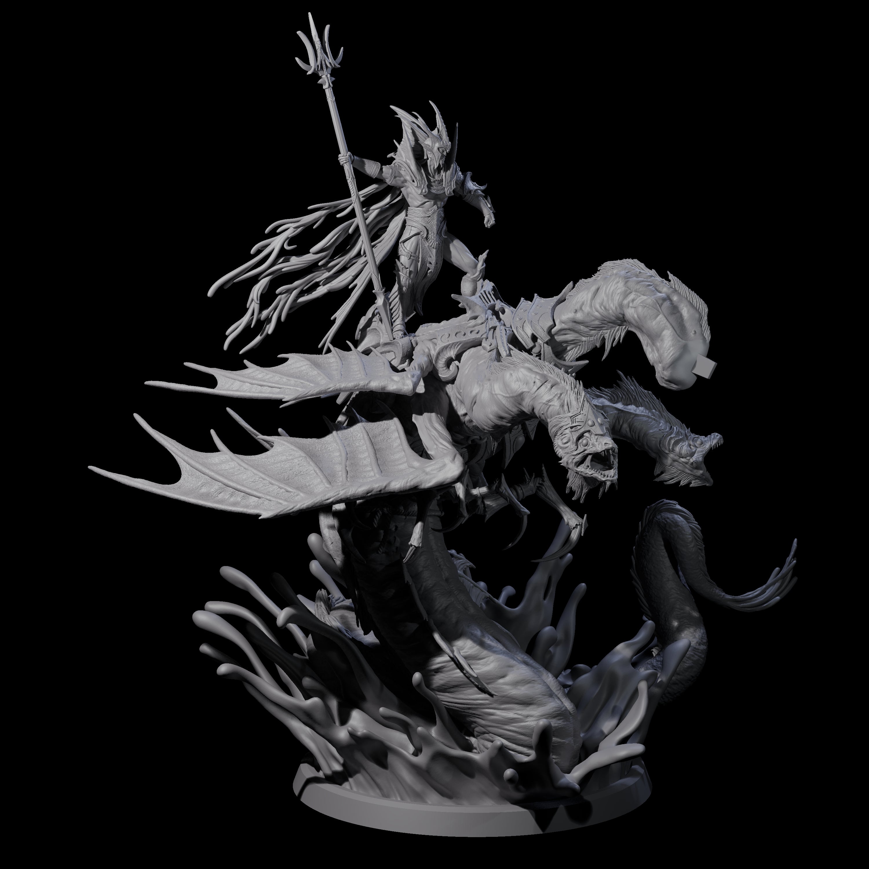 Sea Elf Deeplord Miniature for Dungeons and Dragons, Pathfinder or other TTRPGs