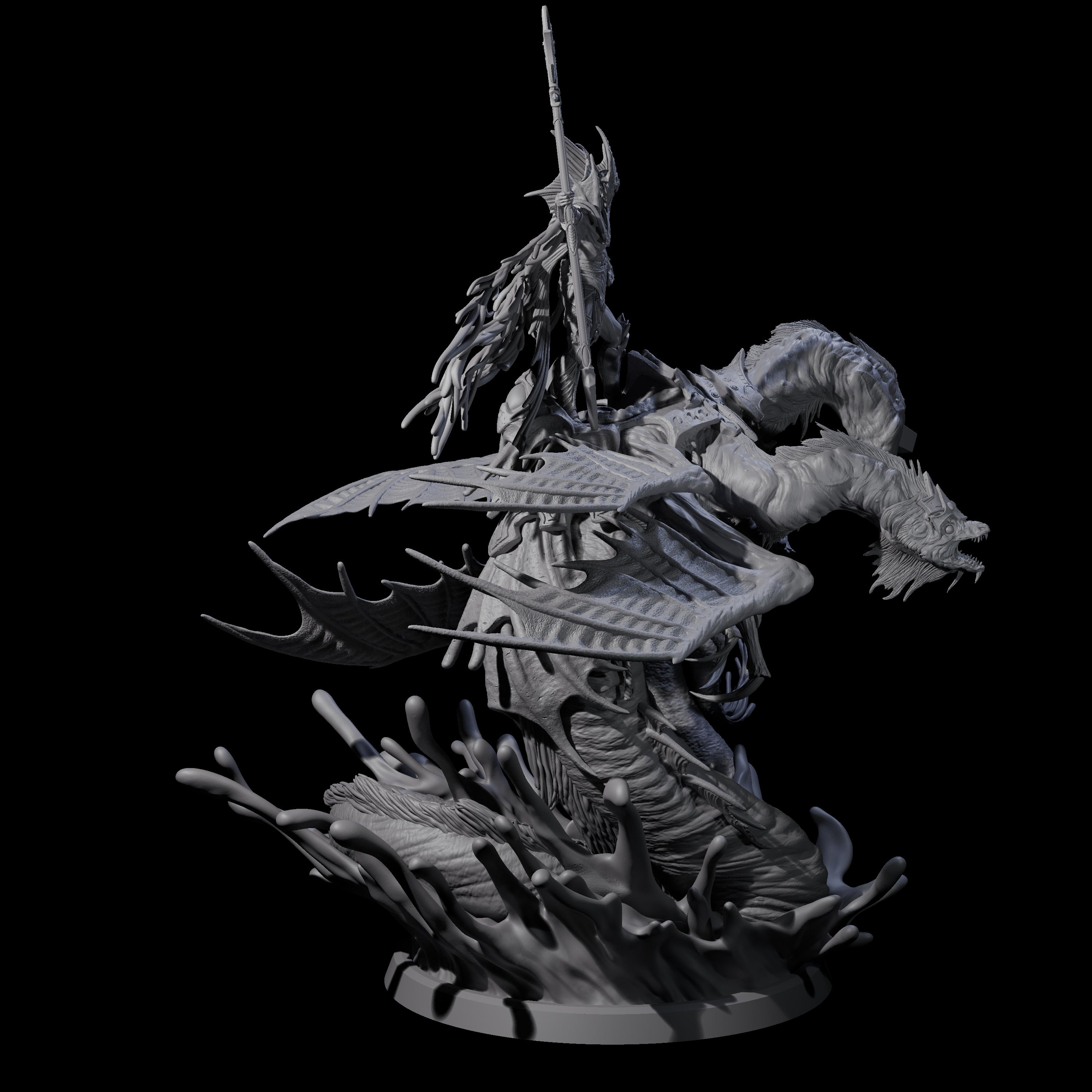 Sea Elf Deeplord Miniature for Dungeons and Dragons, Pathfinder or other TTRPGs