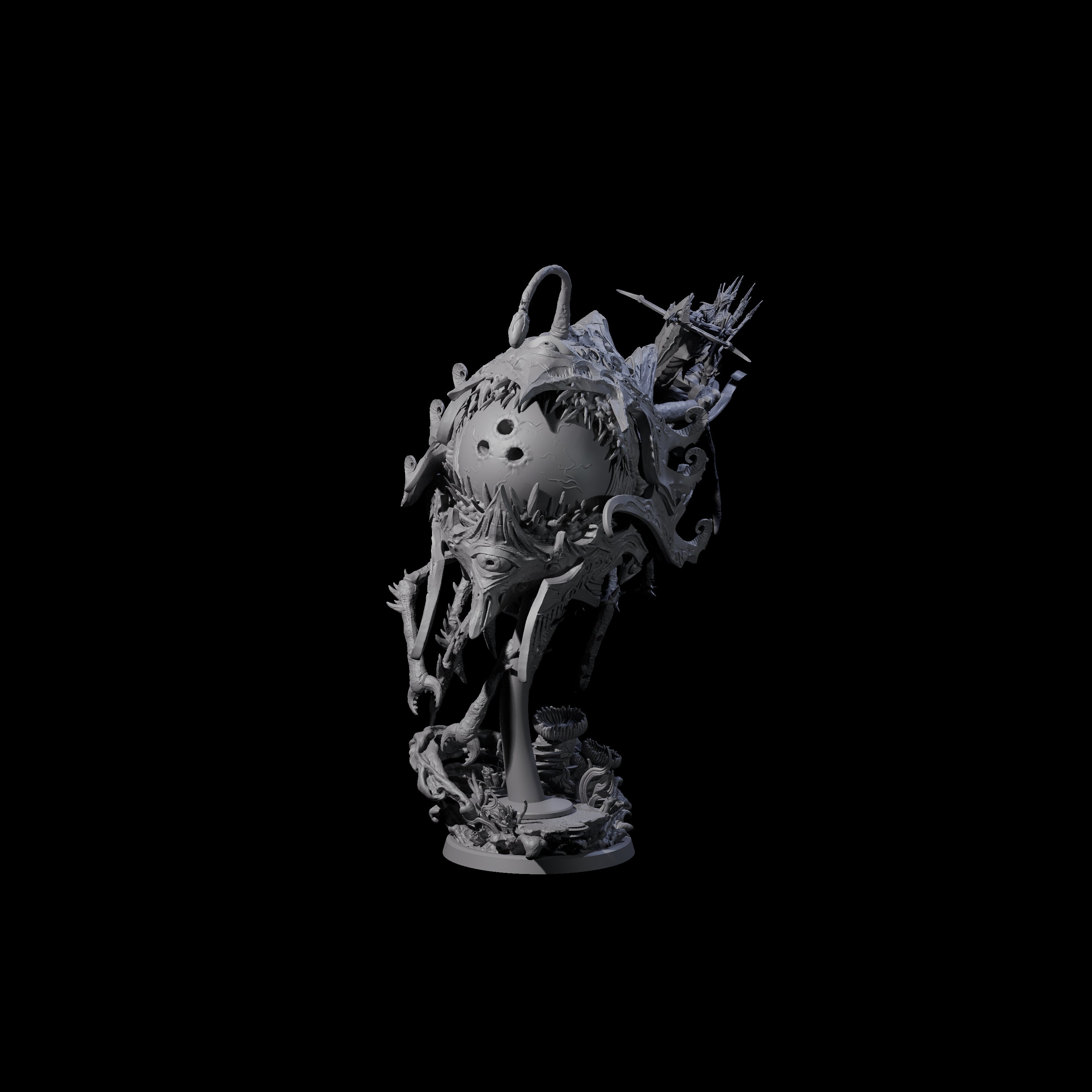 Sea Elf Piloting an Abyssal Lanternfish A Miniature for Dungeons and Dragons, Pathfinder or other TTRPGs