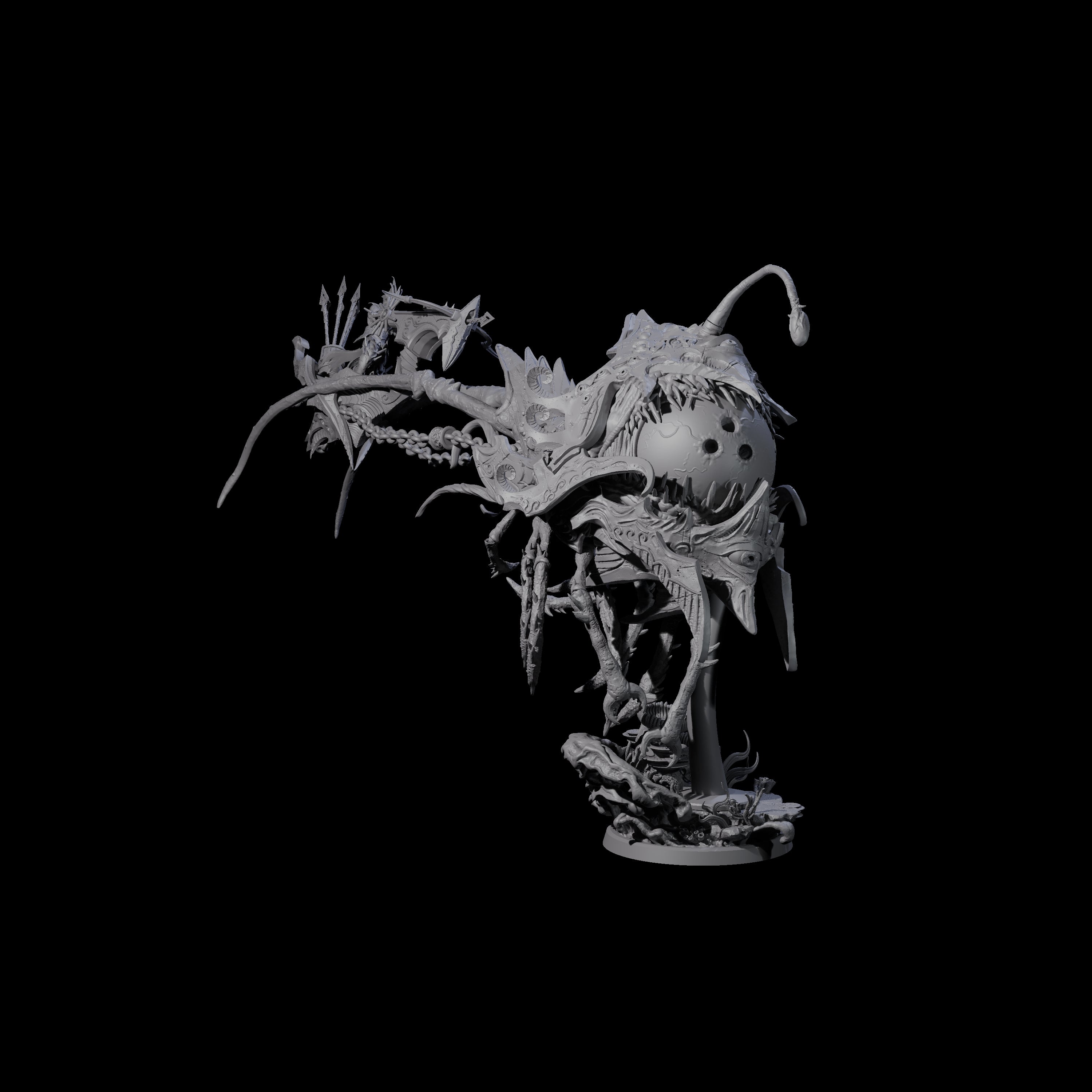 Sea Elf Piloting an Abyssal Lanternfish A Miniature for Dungeons and Dragons, Pathfinder or other TTRPGs