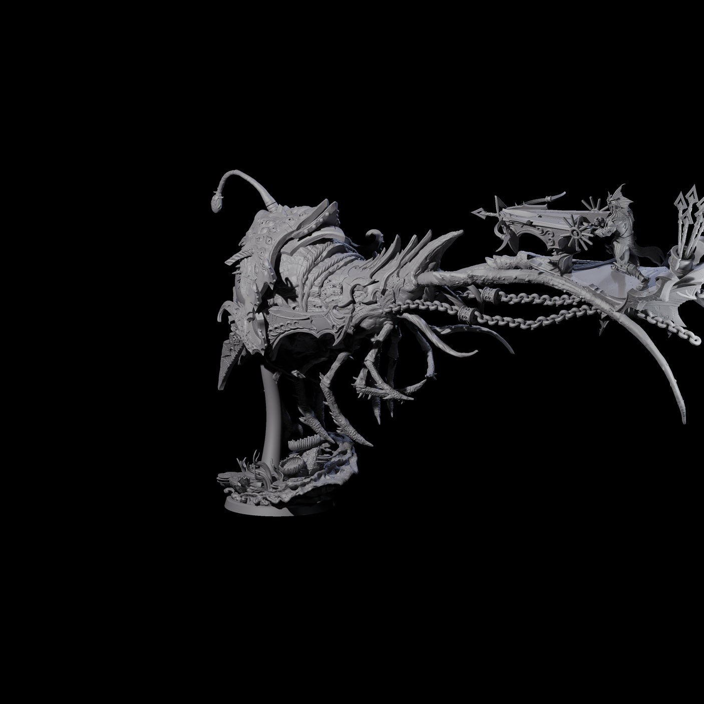Sea Elf Piloting an Abyssal Lanternfish A Miniature for Dungeons and Dragons, Pathfinder or other TTRPGs