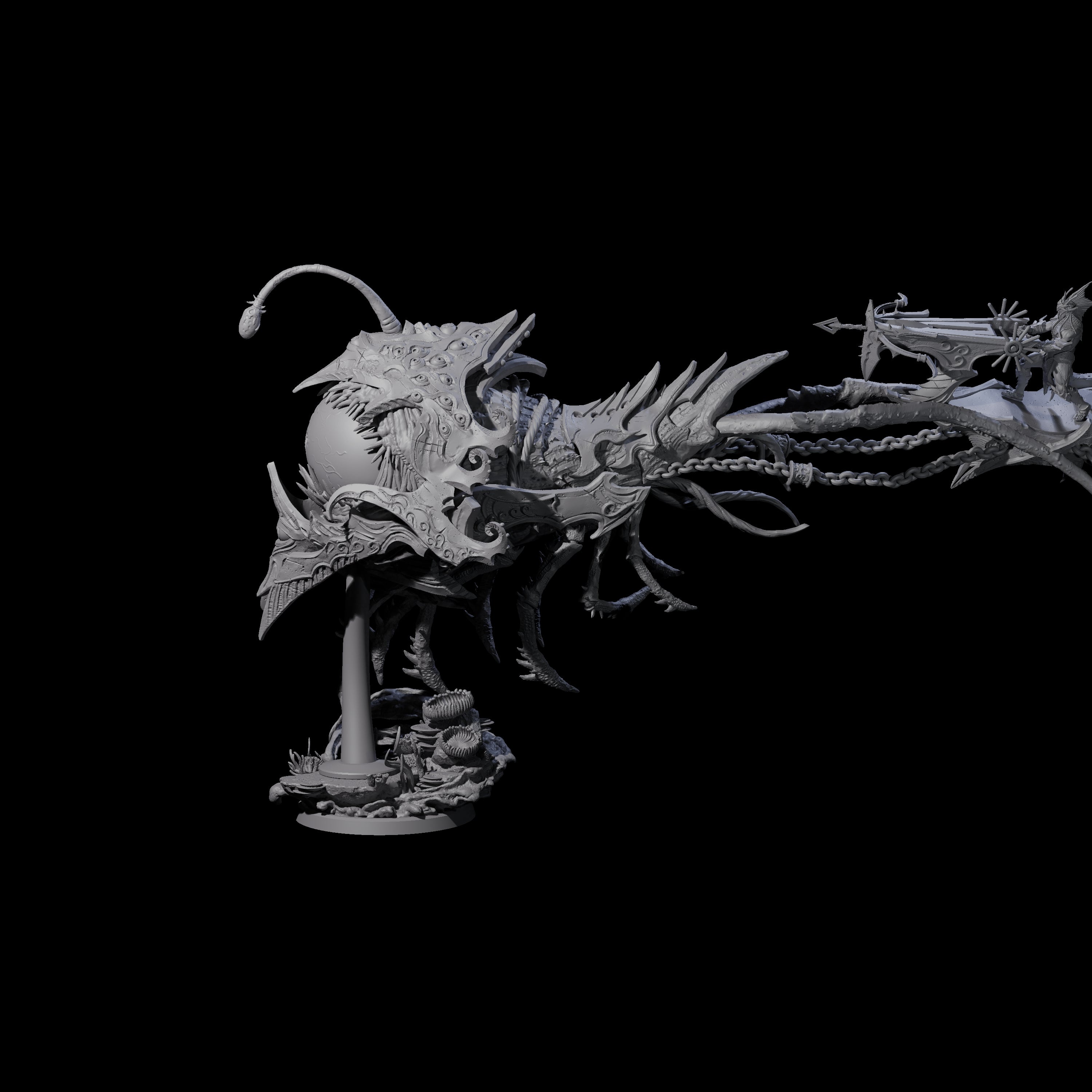 Sea Elf Piloting an Abyssal Lanternfish A Miniature for Dungeons and Dragons, Pathfinder or other TTRPGs