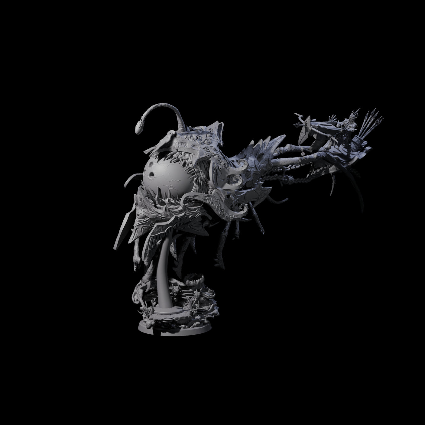 Sea Elf Piloting an Abyssal Lanternfish A Miniature for Dungeons and Dragons, Pathfinder or other TTRPGs