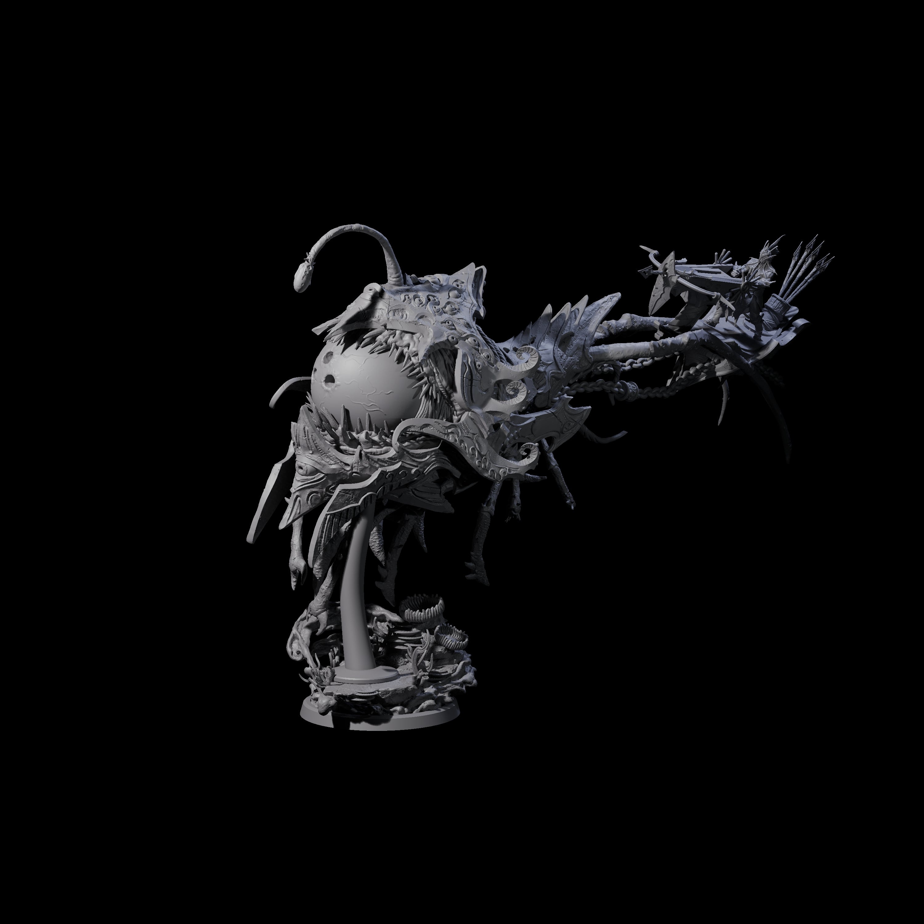 Sea Elf Piloting an Abyssal Lanternfish A Miniature for Dungeons and Dragons, Pathfinder or other TTRPGs