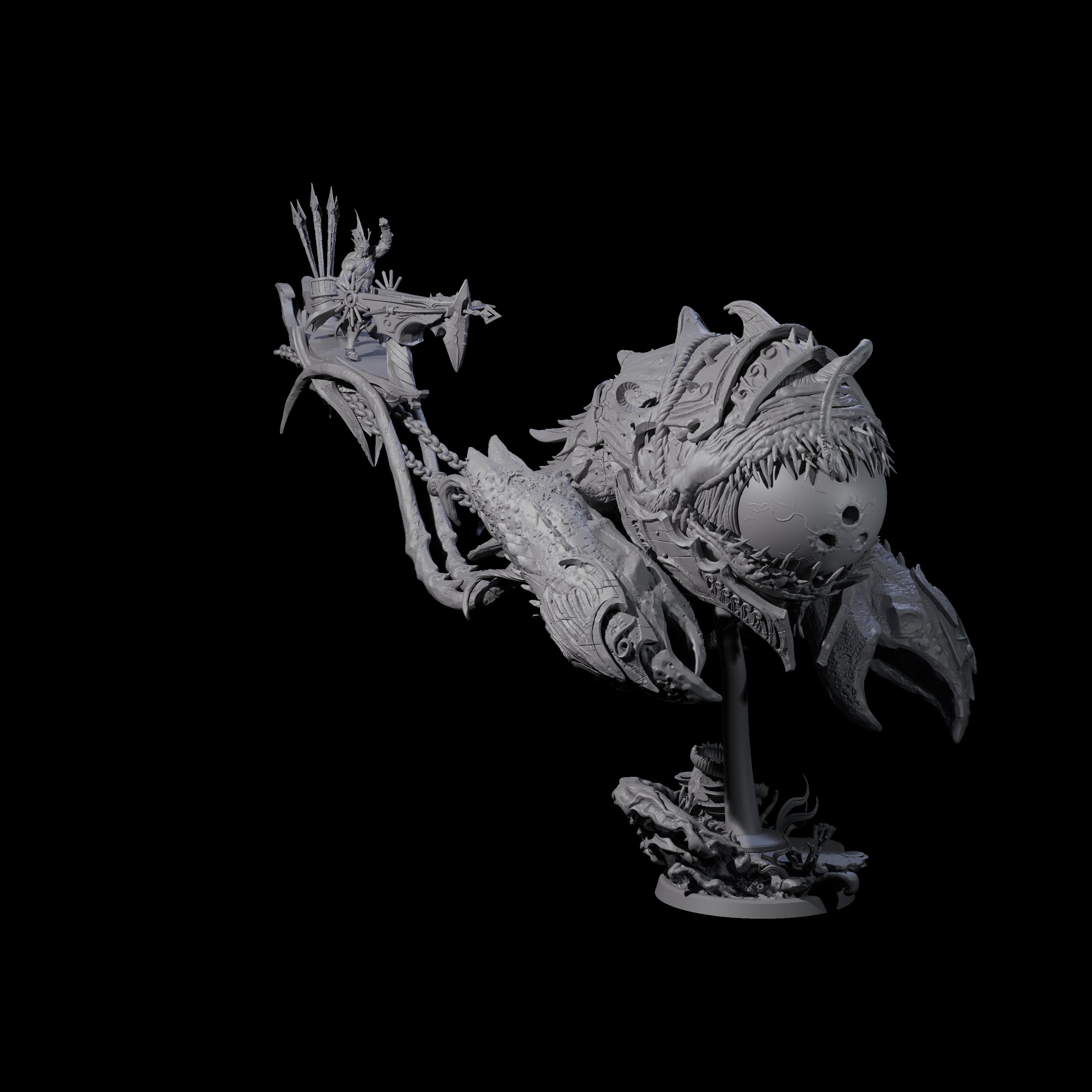 Sea Elf Piloting an Abyssal Lanternfish B Miniature for Dungeons and Dragons, Pathfinder or other TTRPGs