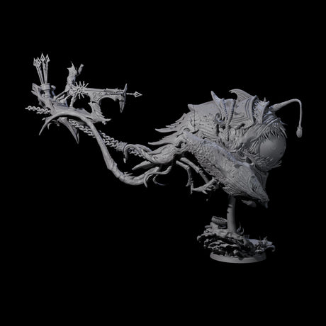 Sea Elf Piloting an Abyssal Lanternfish B Miniature for Dungeons and Dragons, Pathfinder or other TTRPGs