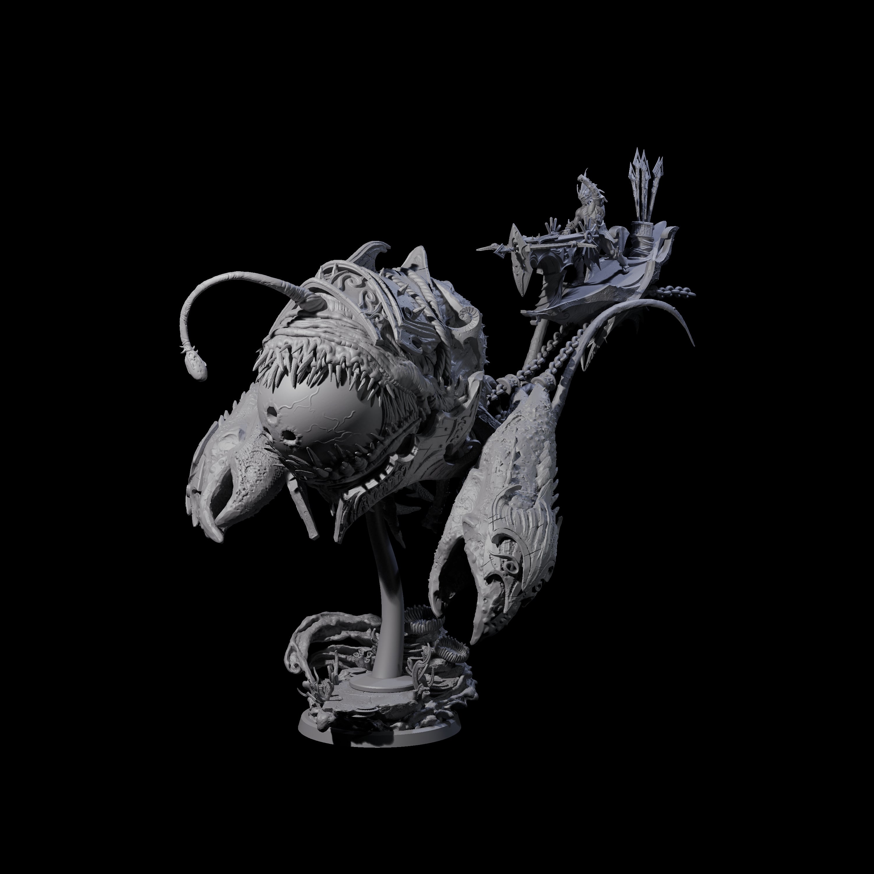 Sea Elf Piloting an Abyssal Lanternfish B Miniature for Dungeons and Dragons, Pathfinder or other TTRPGs