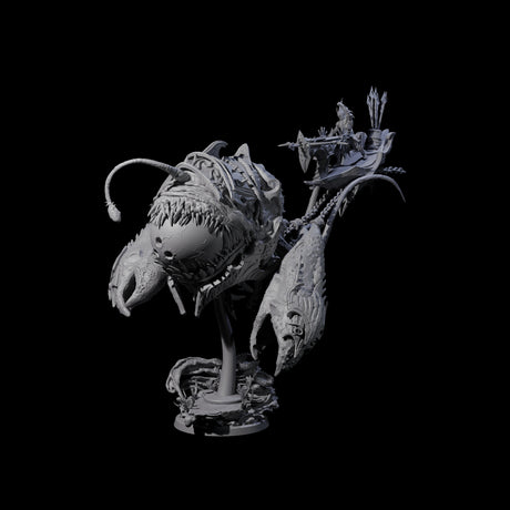 Sea Elf Piloting an Abyssal Lanternfish B Miniature for Dungeons and Dragons, Pathfinder or other TTRPGs