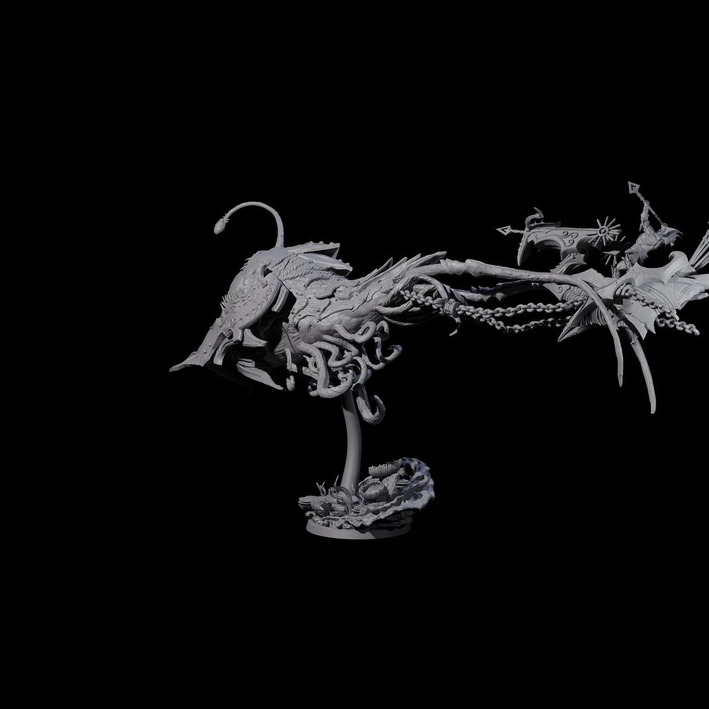 Sea Elf Piloting an Abyssal Lanternfish C Miniature for Dungeons and Dragons, Pathfinder or other TTRPGs