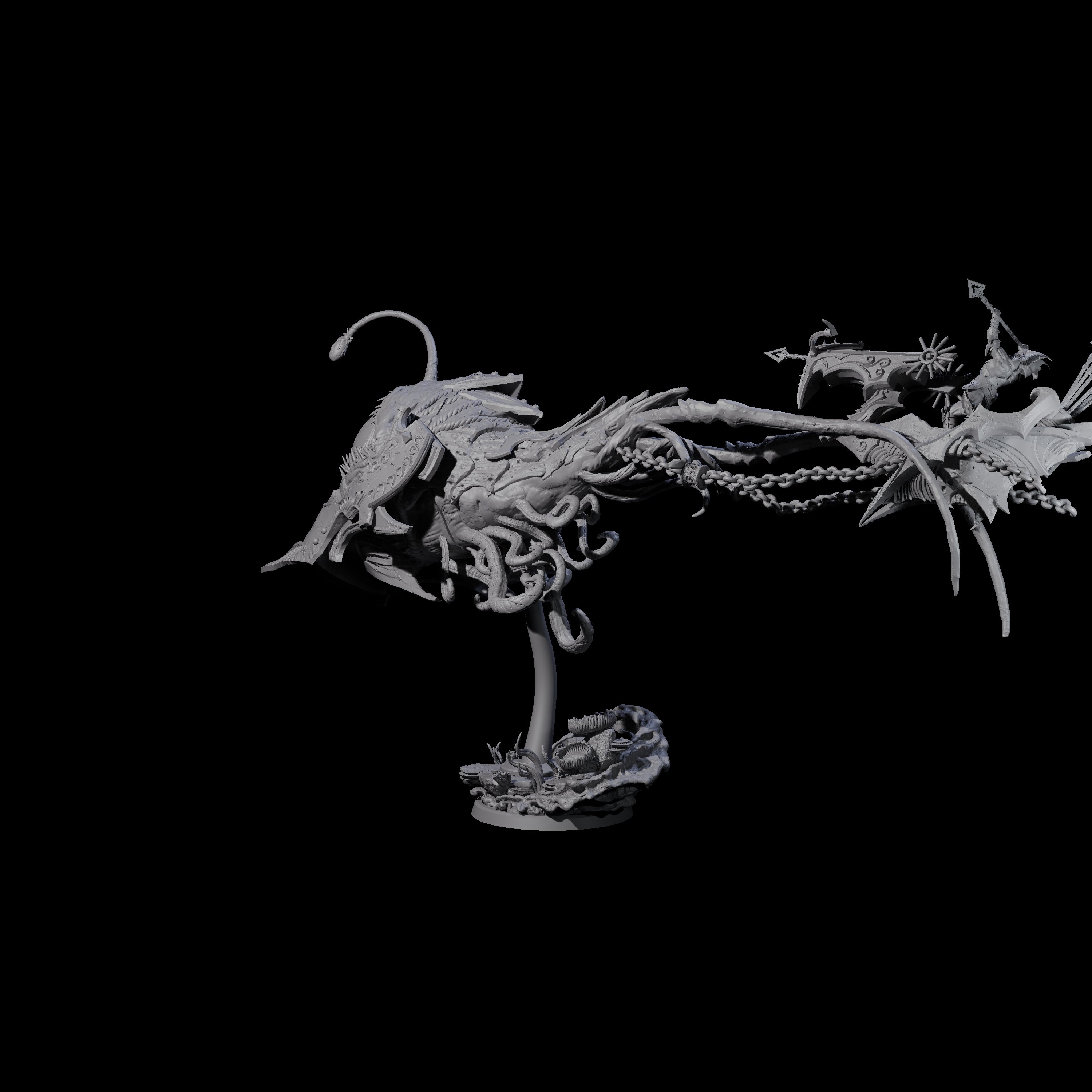 Sea Elf Piloting an Abyssal Lanternfish C Miniature for Dungeons and Dragons, Pathfinder or other TTRPGs