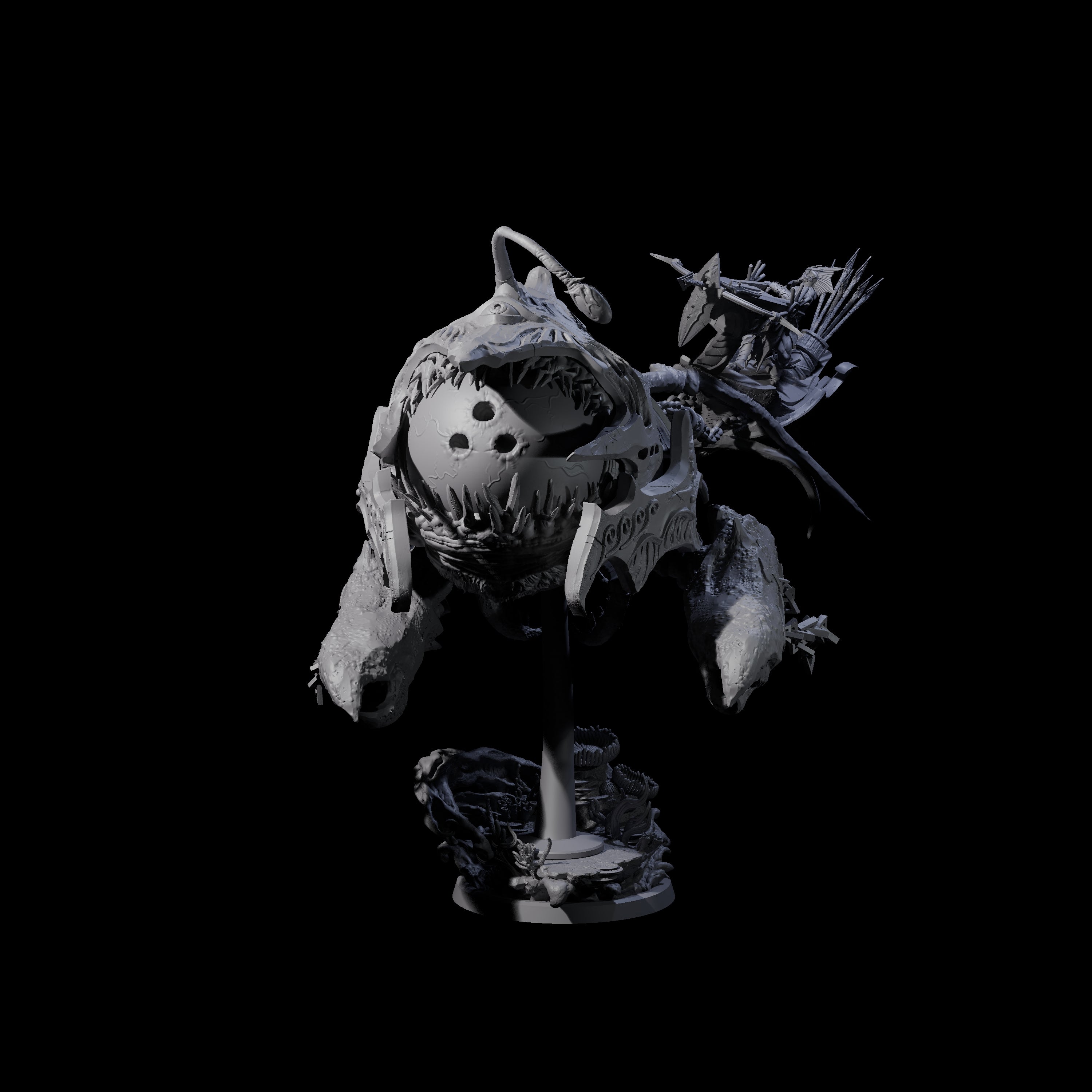 Sea Elf Piloting an Abyssal Lanternfish D Miniature for Dungeons and Dragons, Pathfinder or other TTRPGs