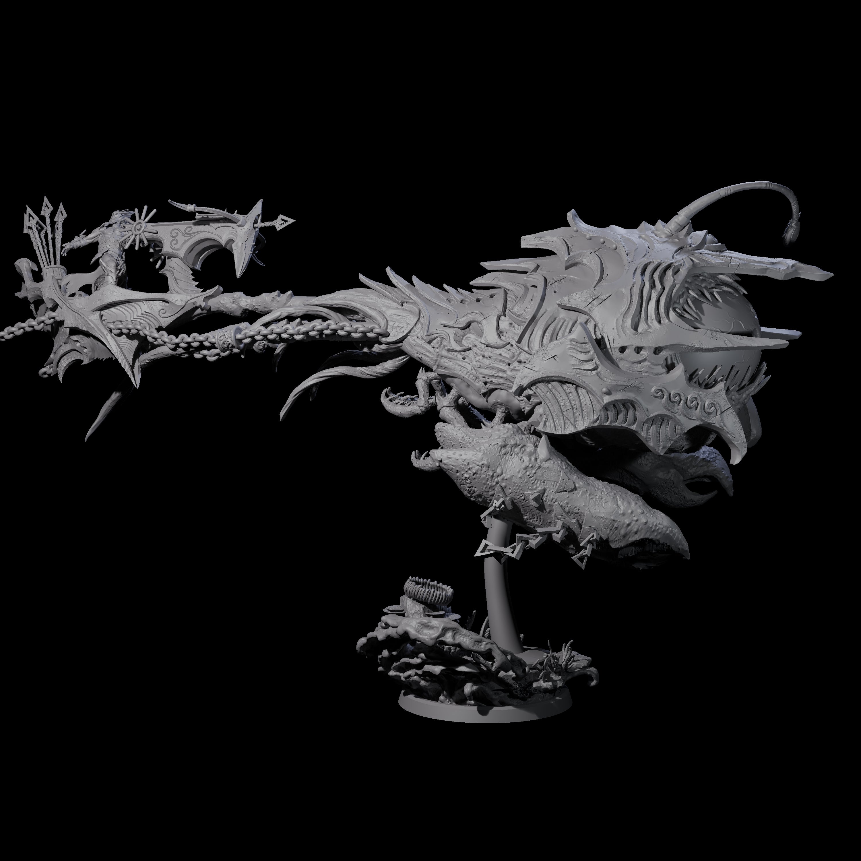 Sea Elf Piloting an Abyssal Lanternfish D Miniature for Dungeons and Dragons, Pathfinder or other TTRPGs