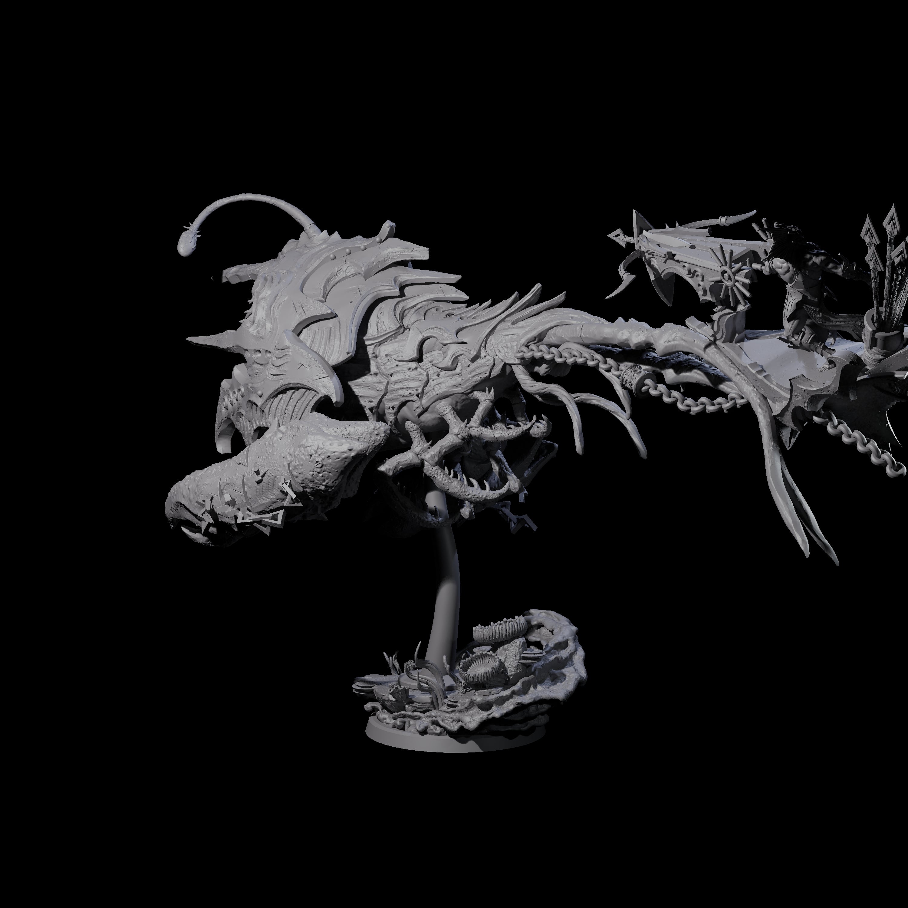 Sea Elf Piloting an Abyssal Lanternfish D Miniature for Dungeons and Dragons, Pathfinder or other TTRPGs