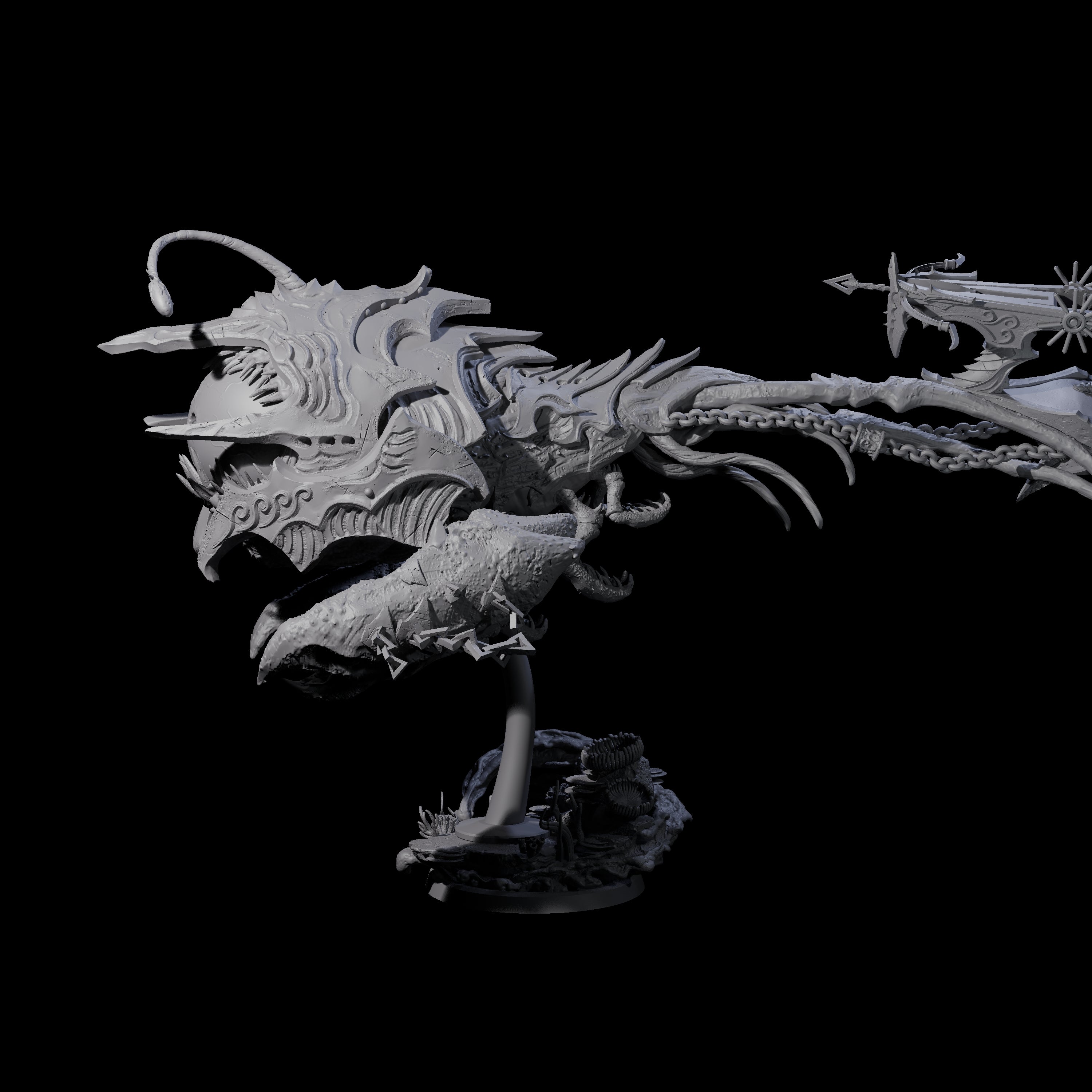 Sea Elf Piloting an Abyssal Lanternfish D Miniature for Dungeons and Dragons, Pathfinder or other TTRPGs