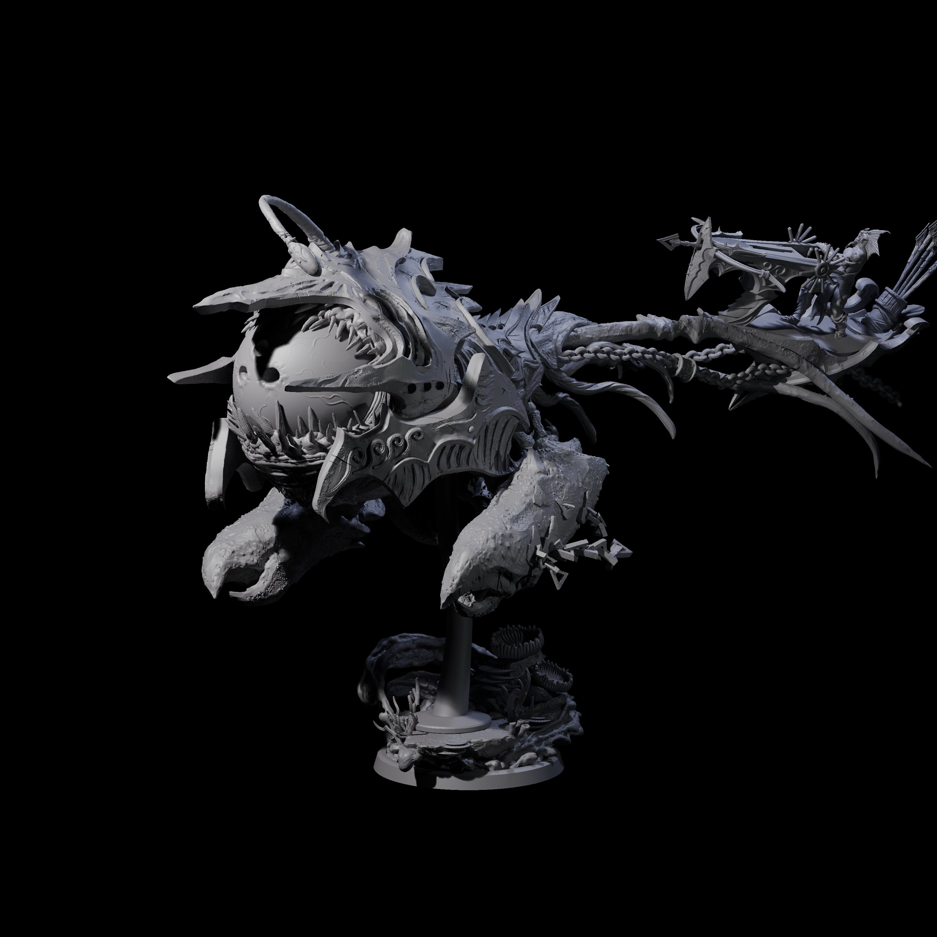 Sea Elf Piloting an Abyssal Lanternfish D Miniature for Dungeons and Dragons, Pathfinder or other TTRPGs