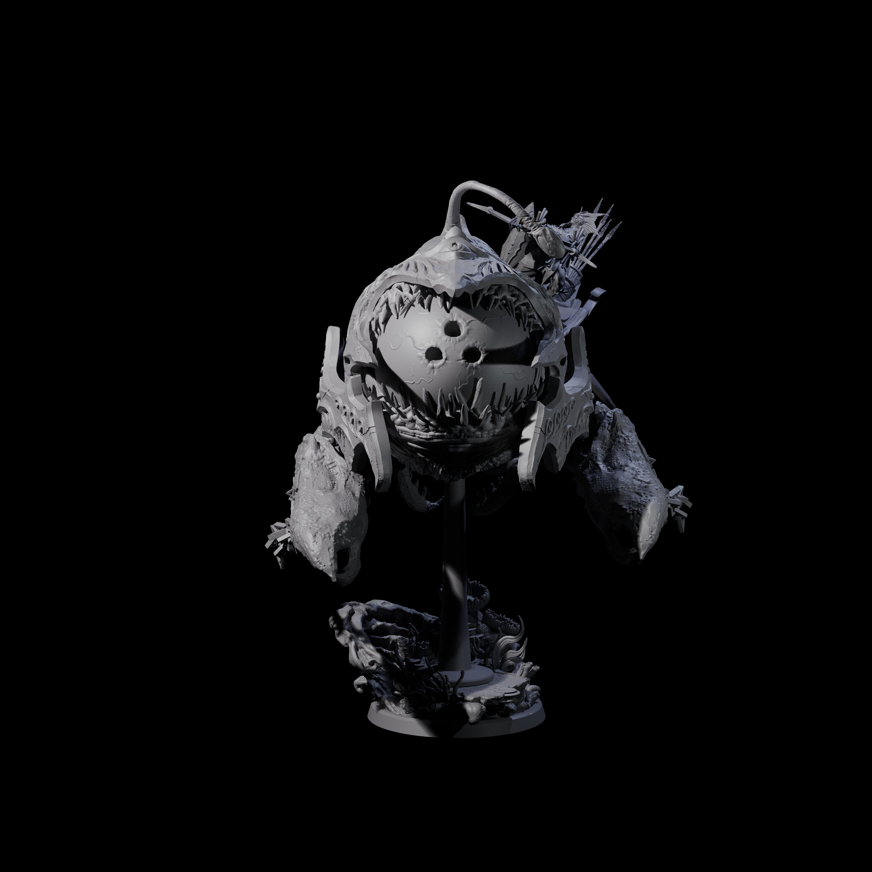 Sea Elf Piloting an Abyssal Lanternfish D Miniature for Dungeons and Dragons, Pathfinder or other TTRPGs