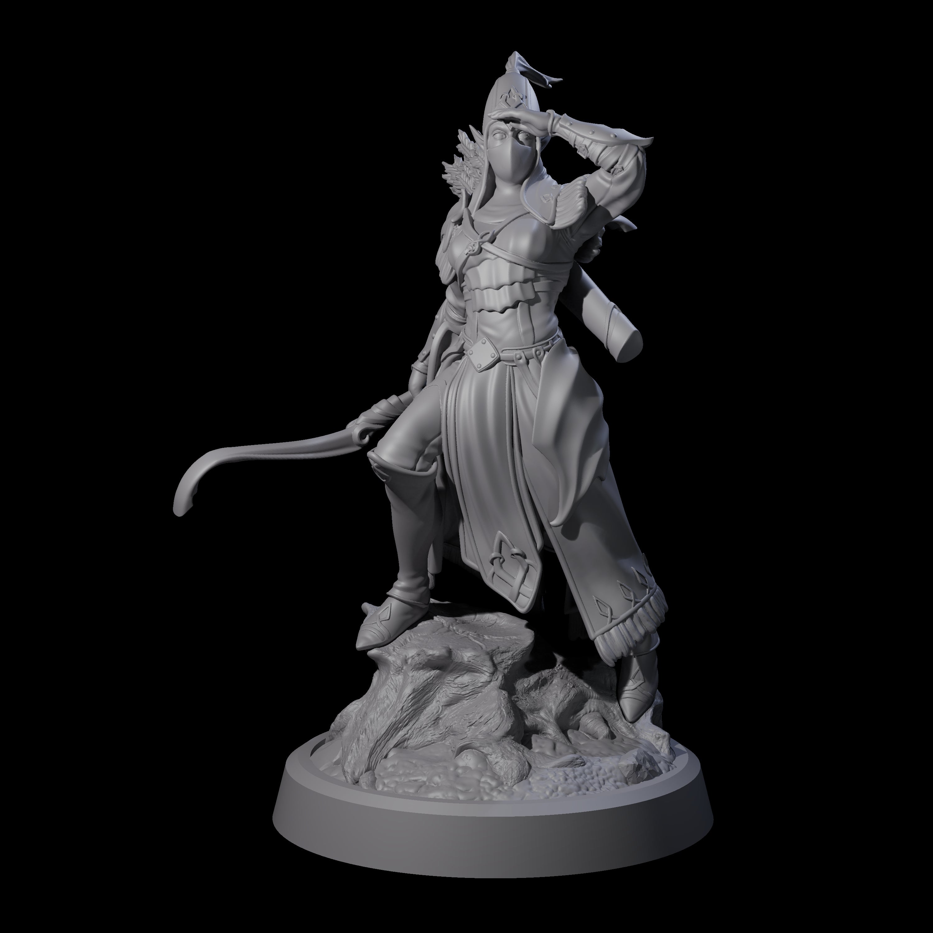 Searching Elf Archer Miniature for Dungeons and Dragons, Pathfinder or other TTRPGs