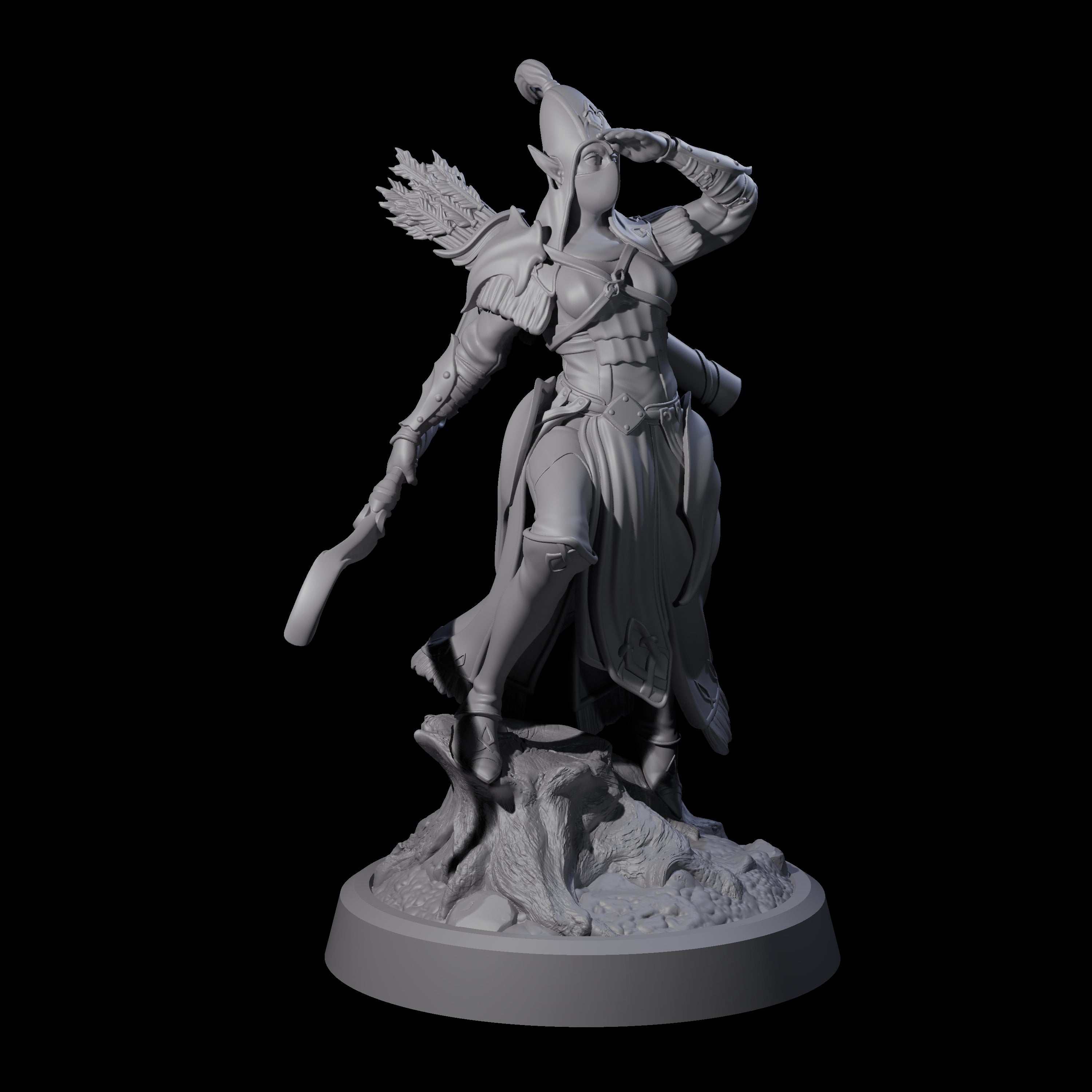 Searching Elf Archer Miniature for Dungeons and Dragons, Pathfinder or other TTRPGs