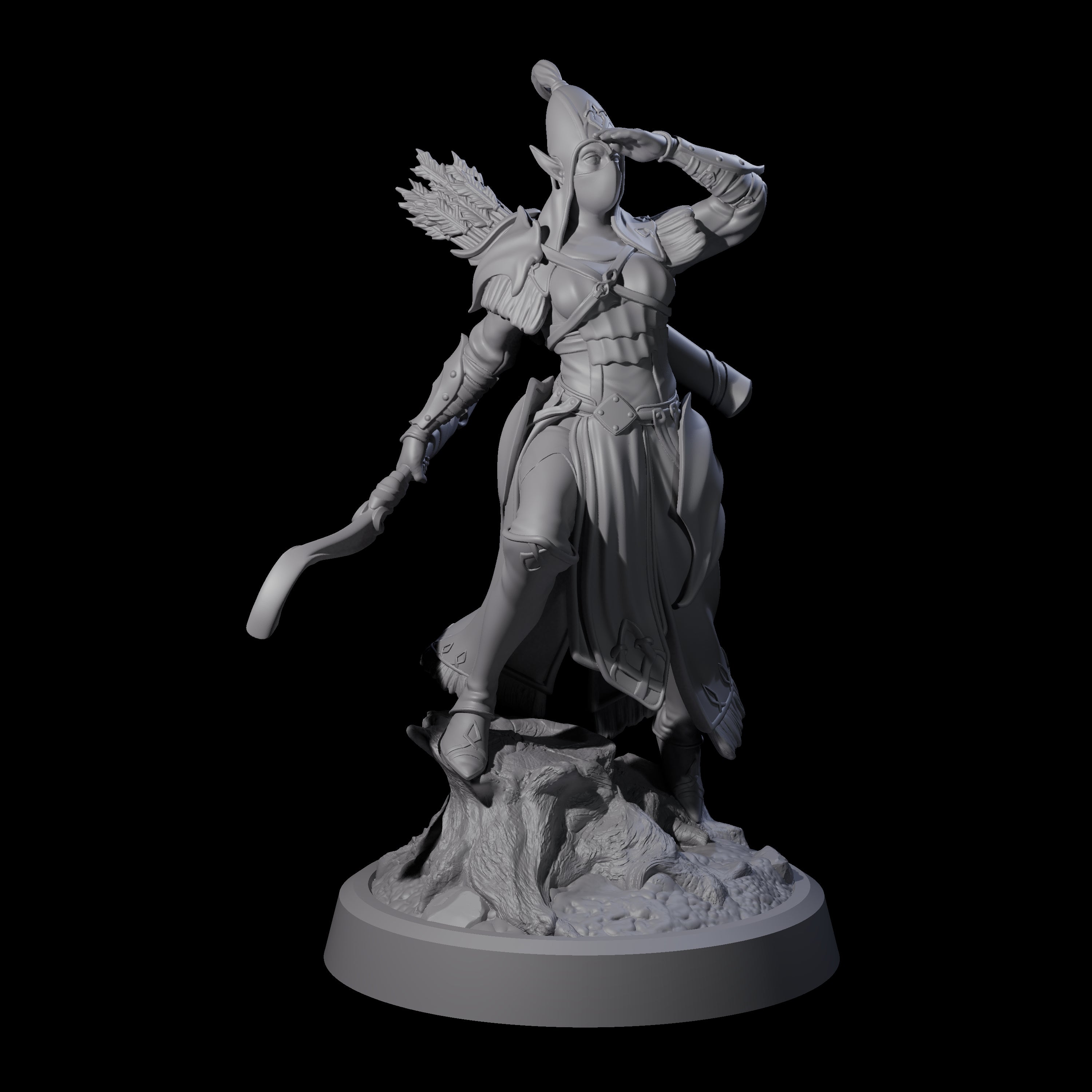 Searching Elf Archer Miniature for Dungeons and Dragons, Pathfinder or other TTRPGs