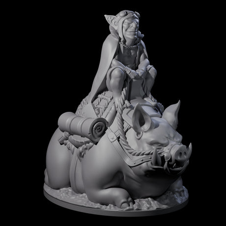 Self Important Goblin Pig Rider Miniature for Dungeons and Dragons, Pathfinder or other TTRPGs