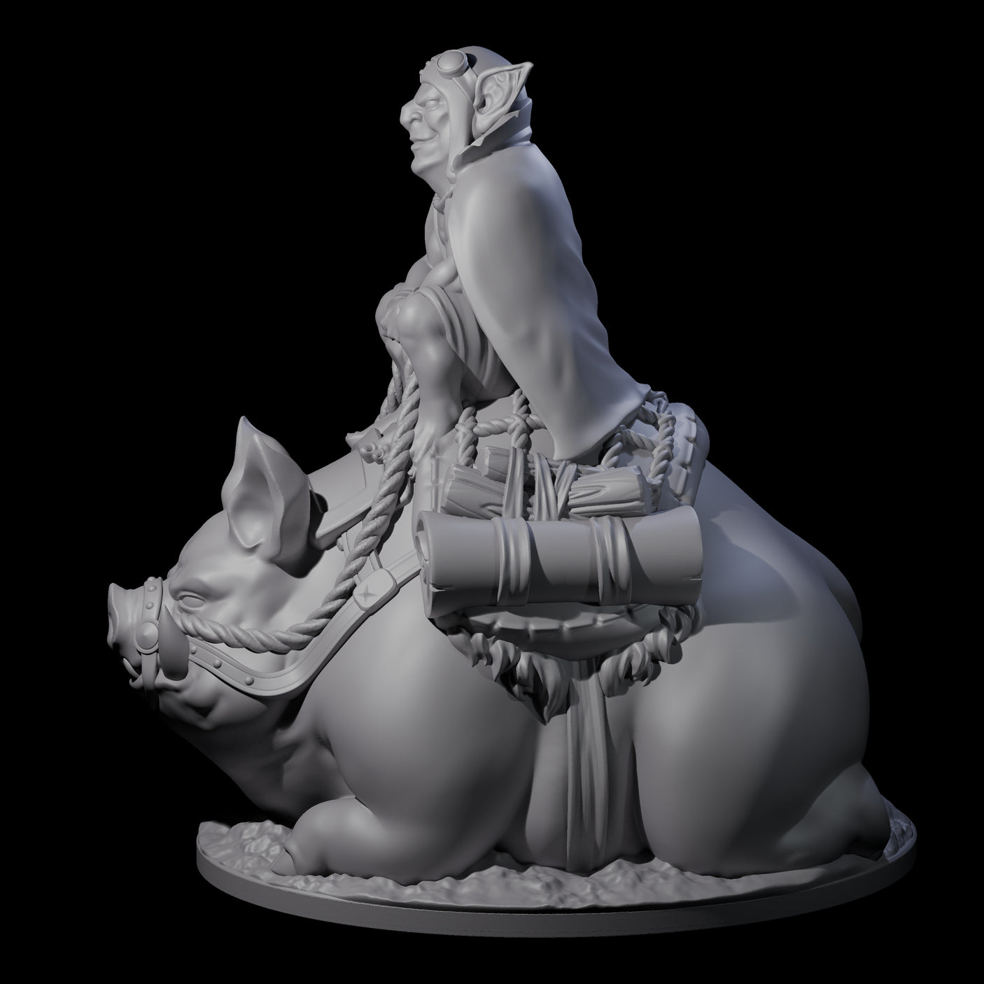 Self Important Goblin Pig Rider Miniature for Dungeons and Dragons, Pathfinder or other TTRPGs