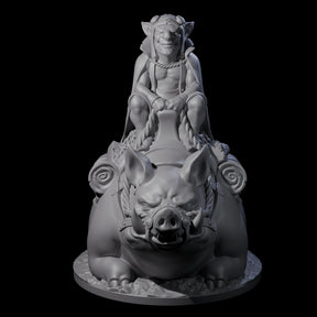 Self Important Goblin Pig Rider Miniature for Dungeons and Dragons, Pathfinder or other TTRPGs
