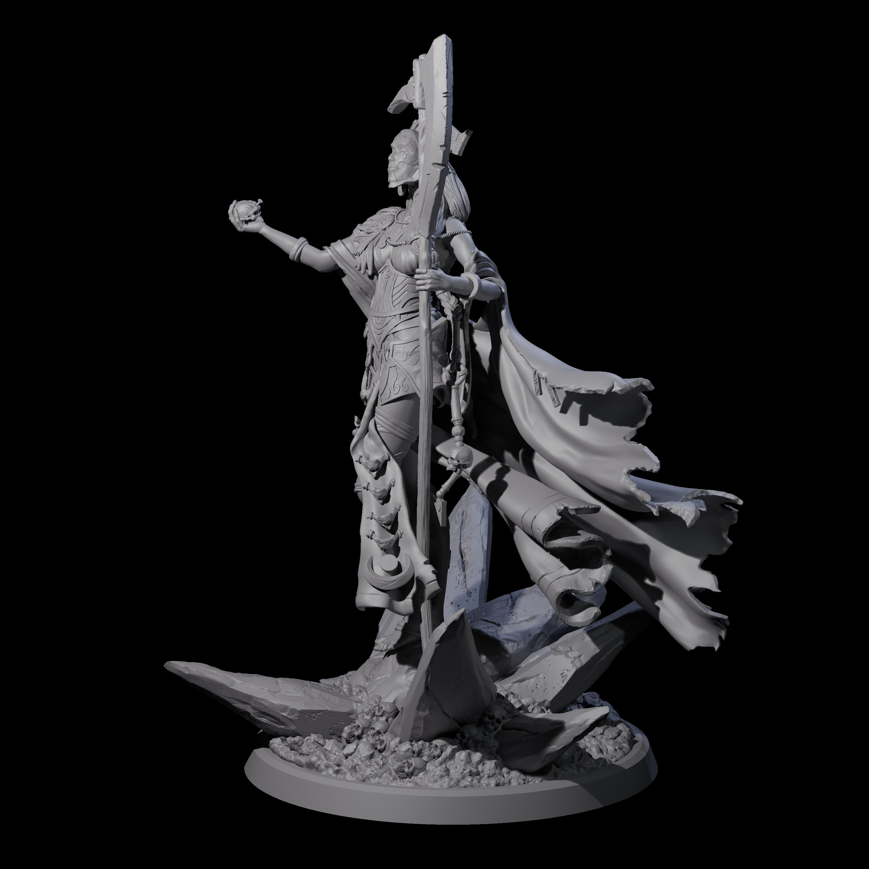 Serene Priestess Of Death A Miniature for Dungeons and Dragons, Pathfinder or other TTRPGs