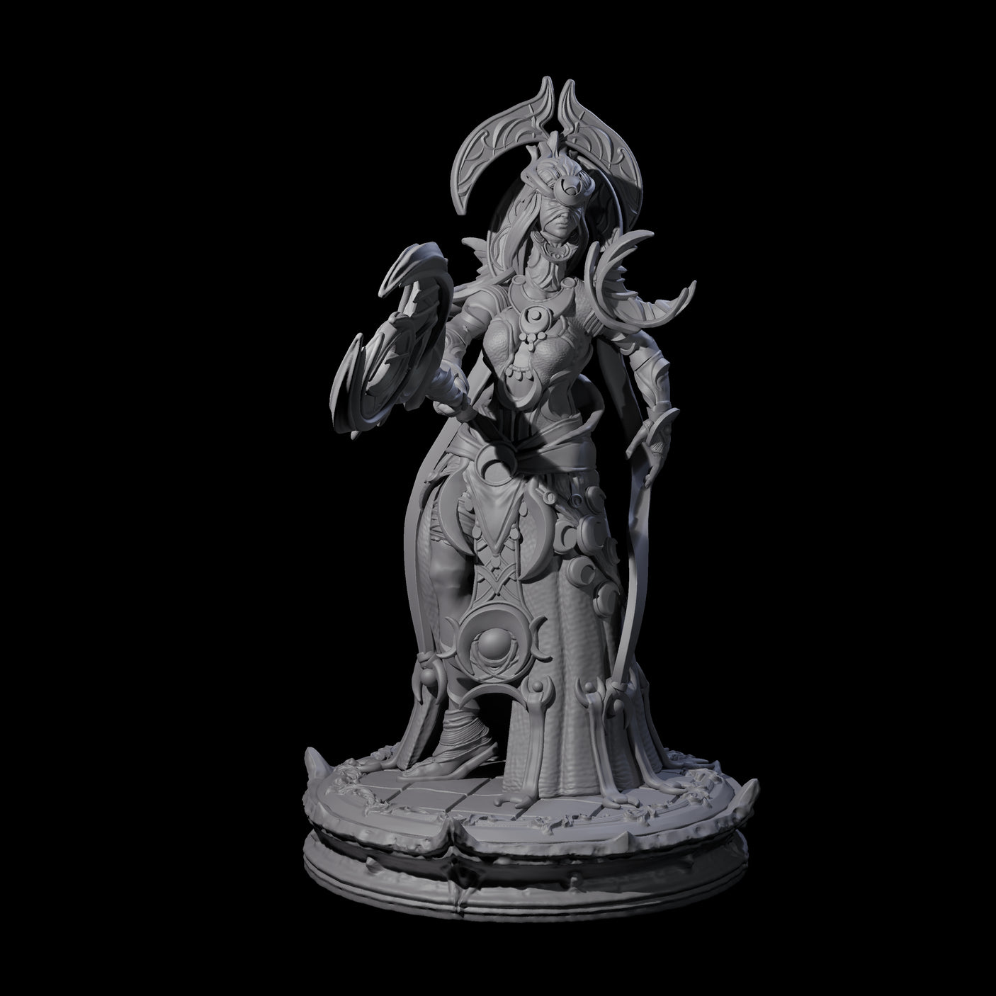 Serne Dark Elf Moon Priestess A Miniature for Dungeons and Dragons, Pathfinder or other TTRPGs
