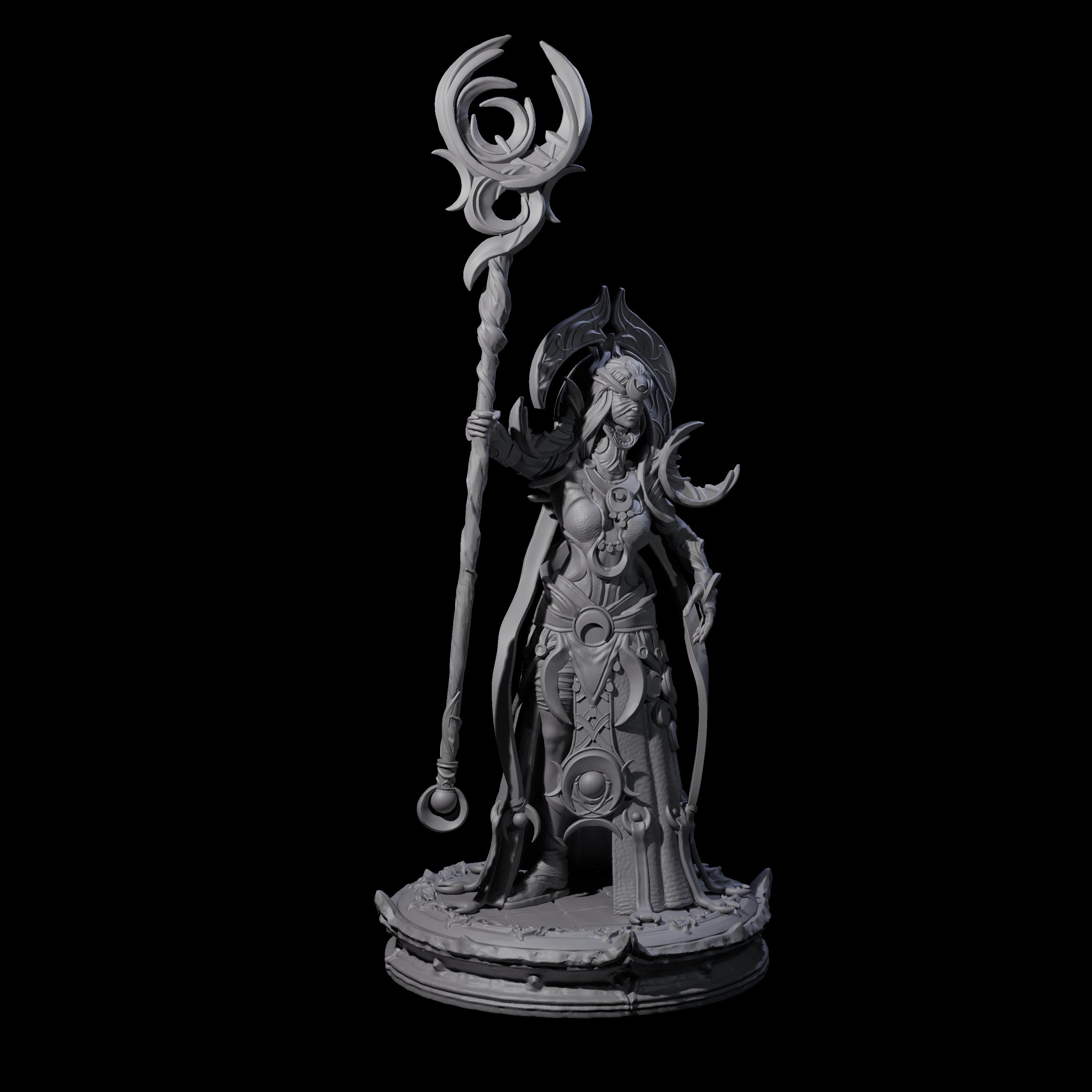 Serne Dark Elf Moon Priestess B Miniature for Dungeons and Dragons, Pathfinder or other TTRPGs
