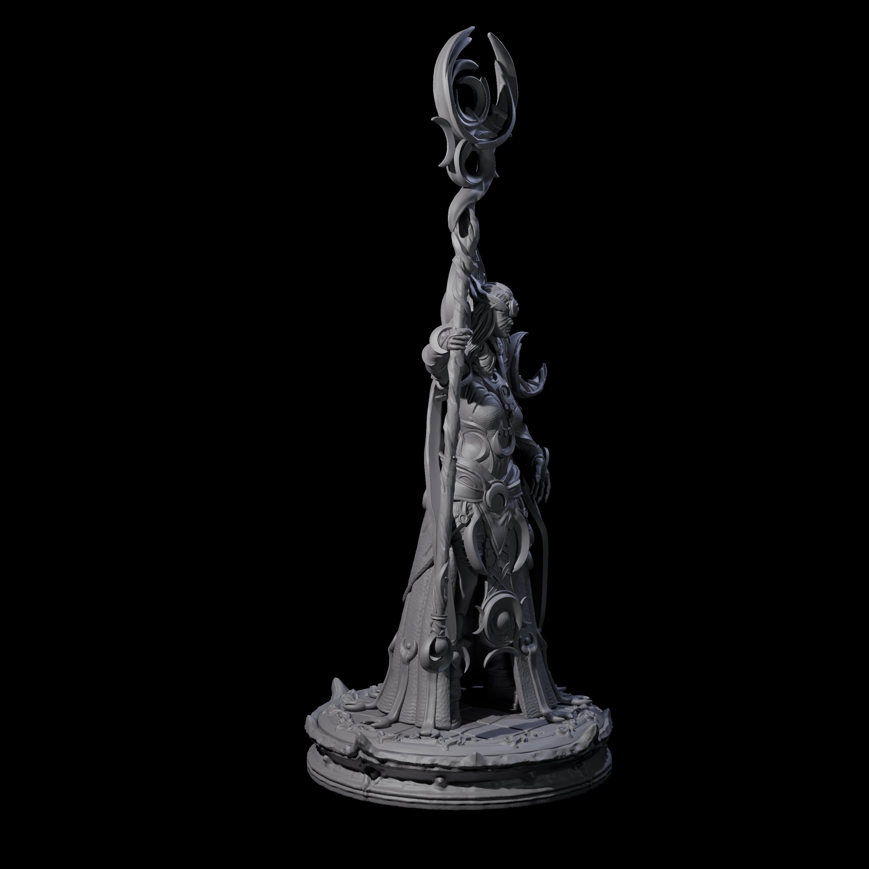 Serne Dark Elf Moon Priestess B Miniature for Dungeons and Dragons, Pathfinder or other TTRPGs
