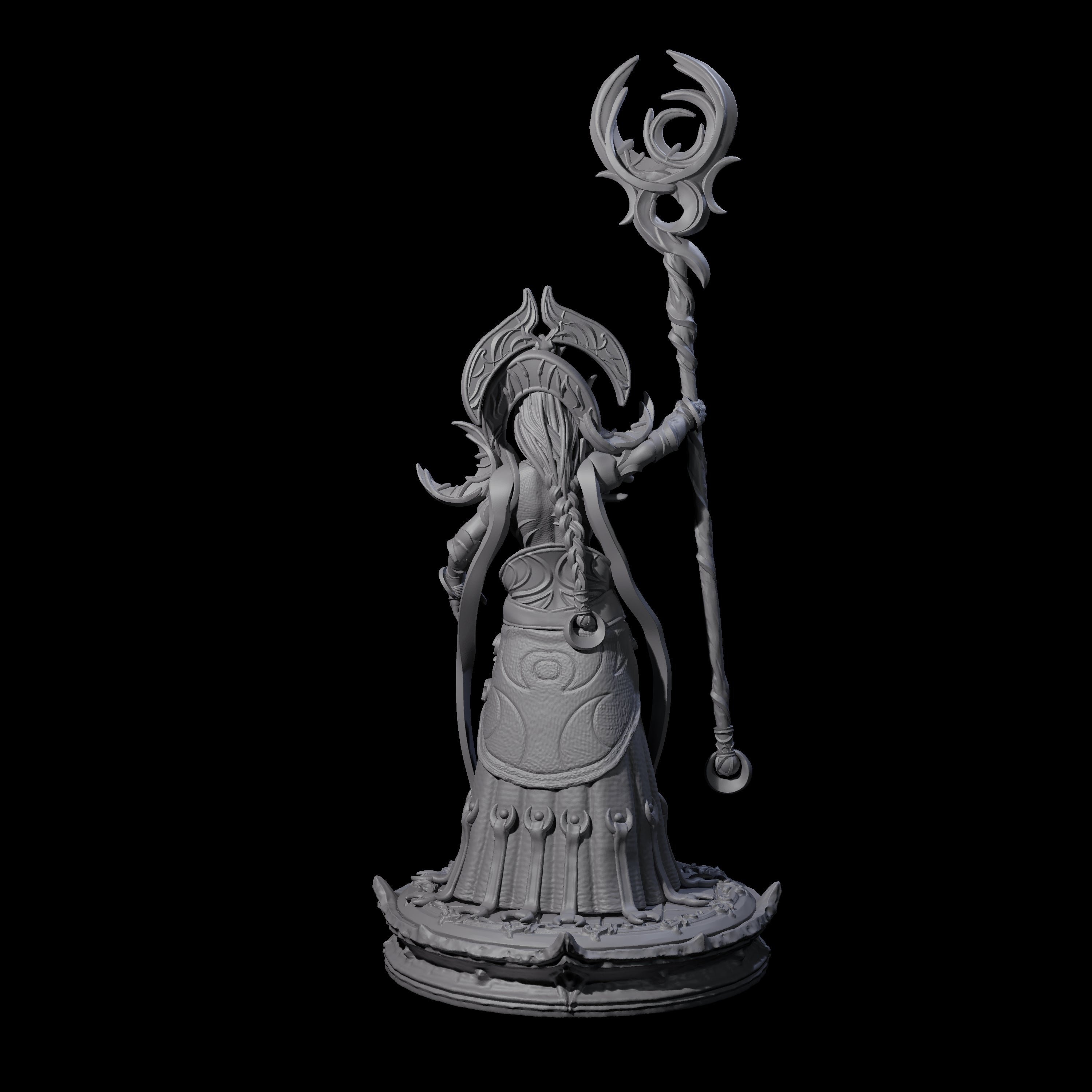 Serne Dark Elf Moon Priestess B Miniature for Dungeons and Dragons, Pathfinder or other TTRPGs