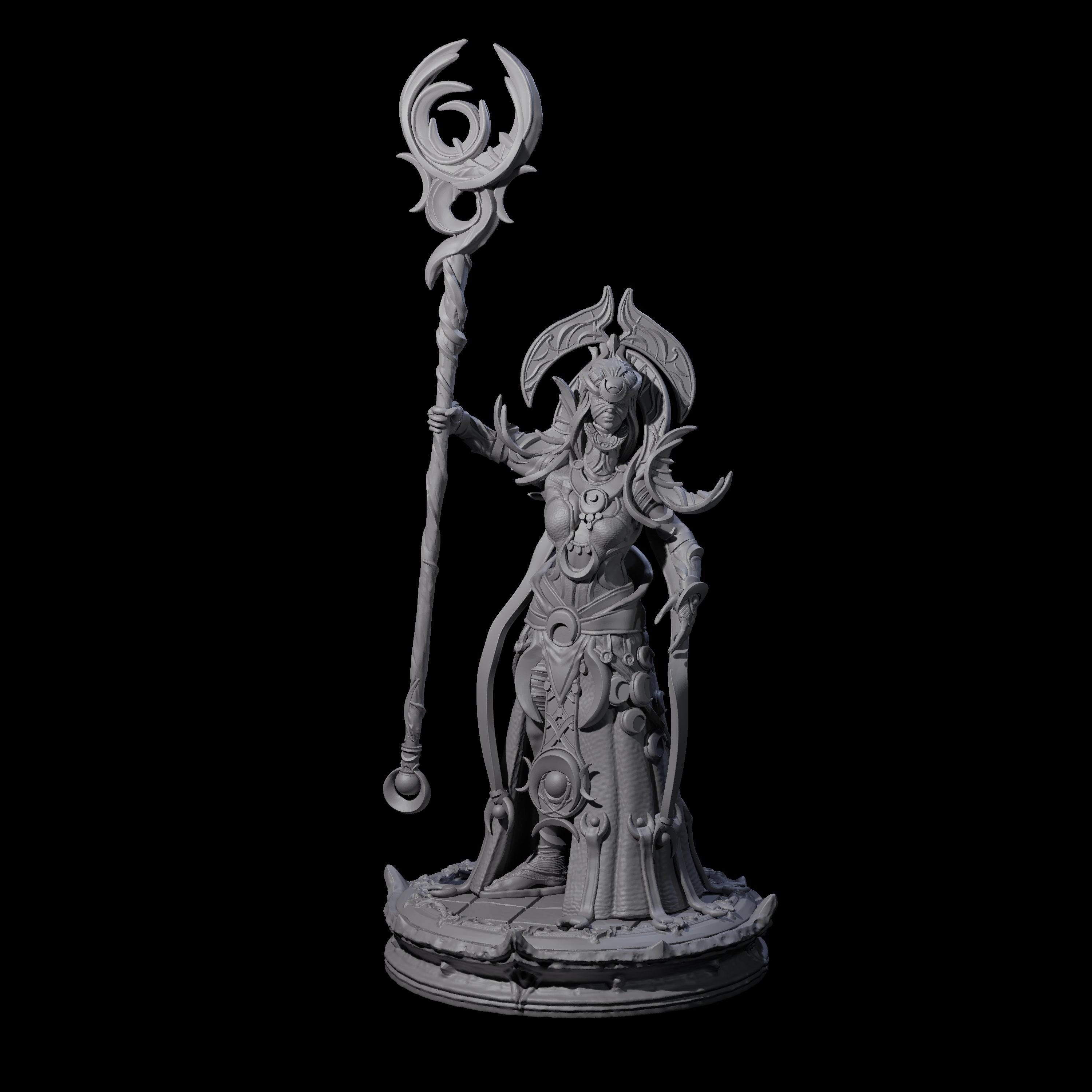 Serne Dark Elf Moon Priestess B Miniature for Dungeons and Dragons, Pathfinder or other TTRPGs