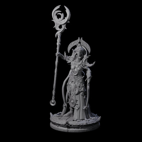Serne Dark Elf Moon Priestess B Miniature for Dungeons and Dragons, Pathfinder or other TTRPGs