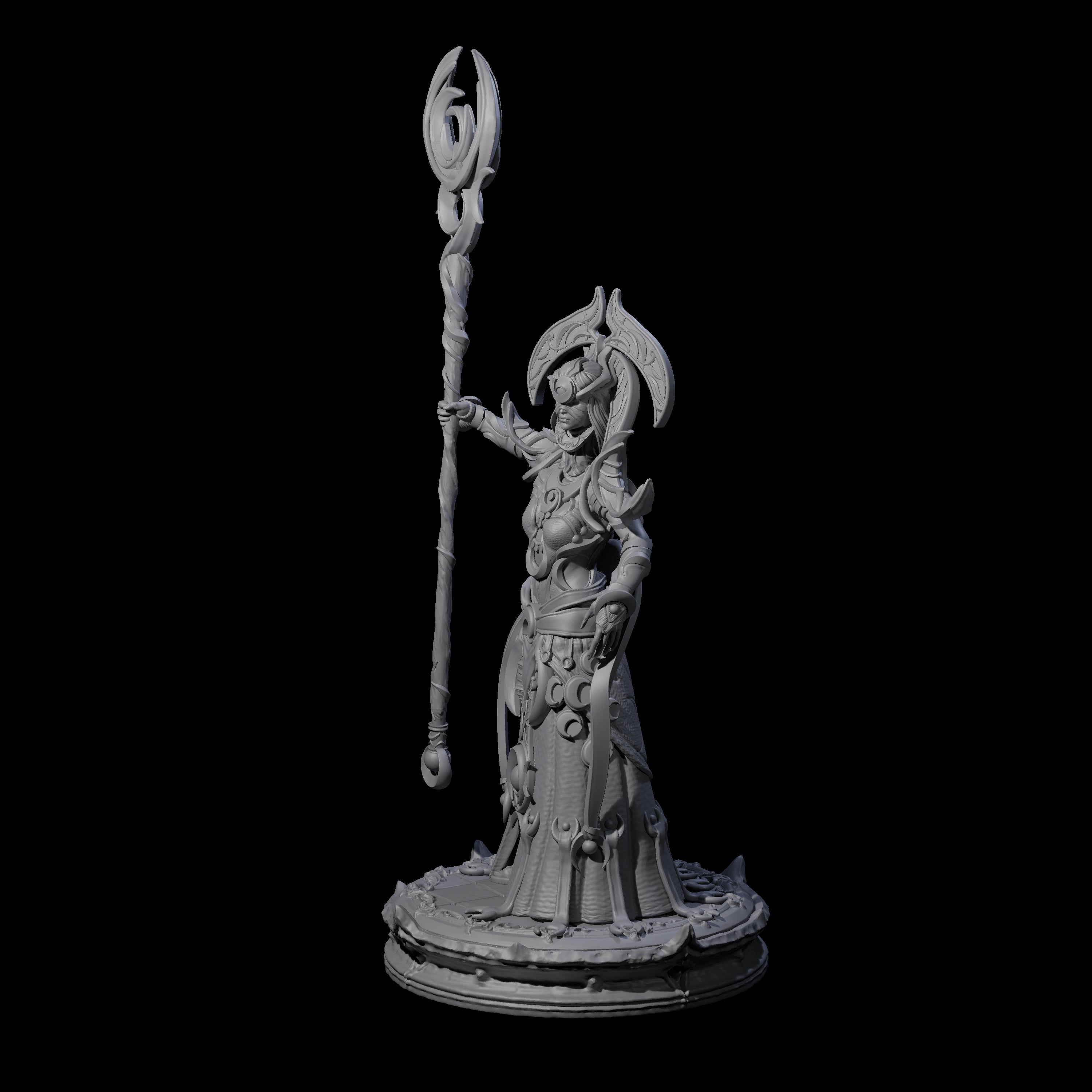 Serne Dark Elf Moon Priestess B Miniature for Dungeons and Dragons, Pathfinder or other TTRPGs