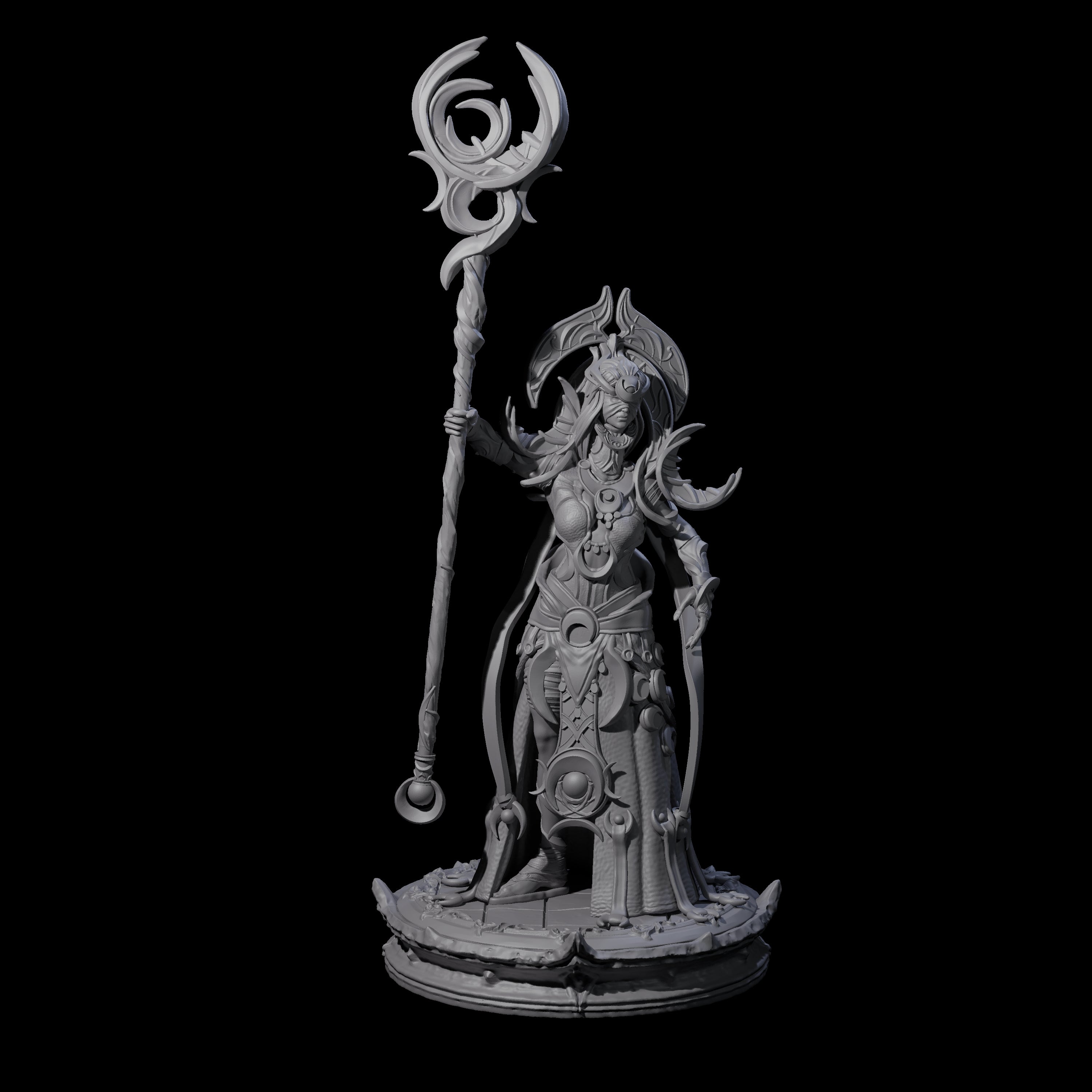 Serne Dark Elf Moon Priestess B Miniature for Dungeons and Dragons, Pathfinder or other TTRPGs