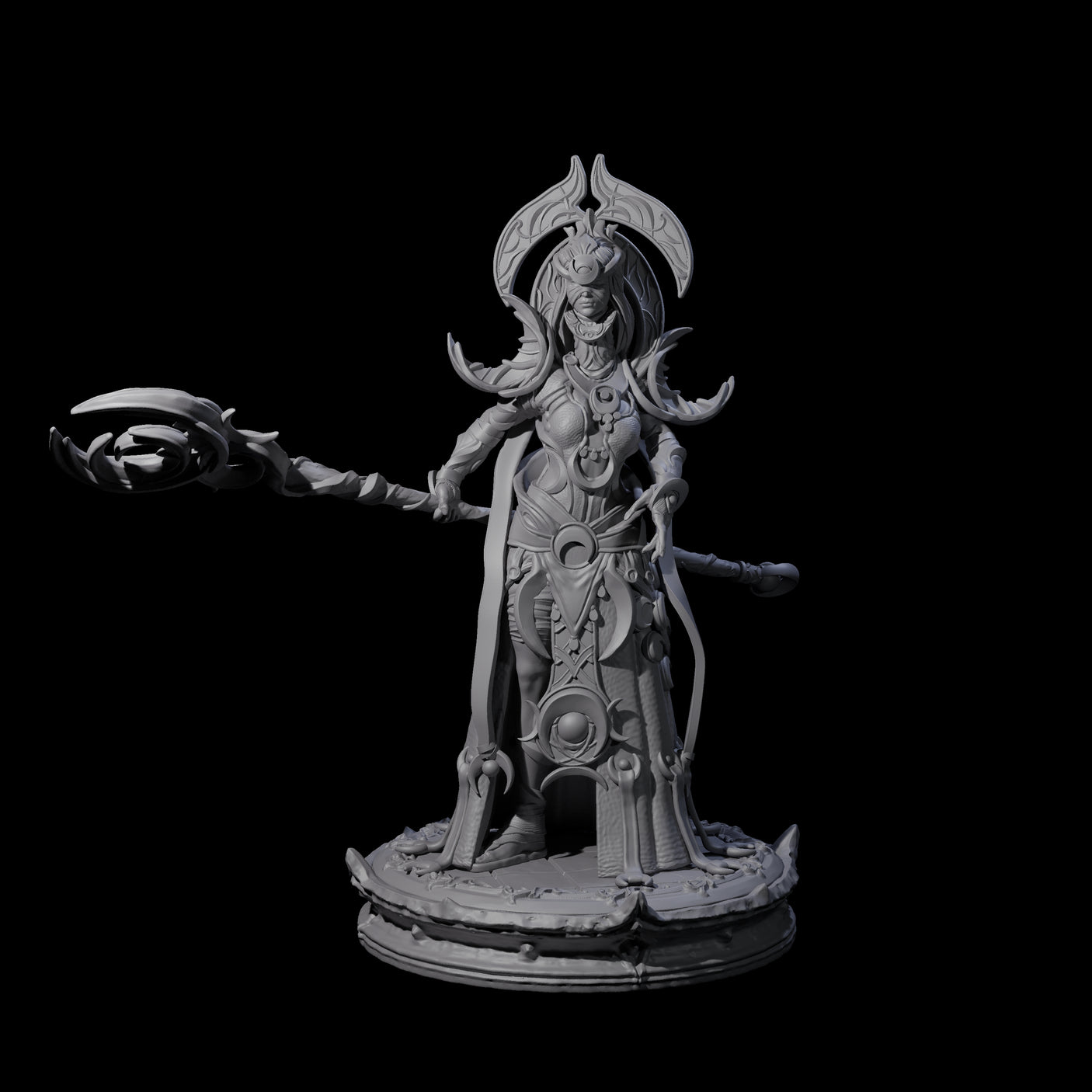 Serne Dark Elf Moon Priestess C Miniature for Dungeons and Dragons, Pathfinder or other TTRPGs