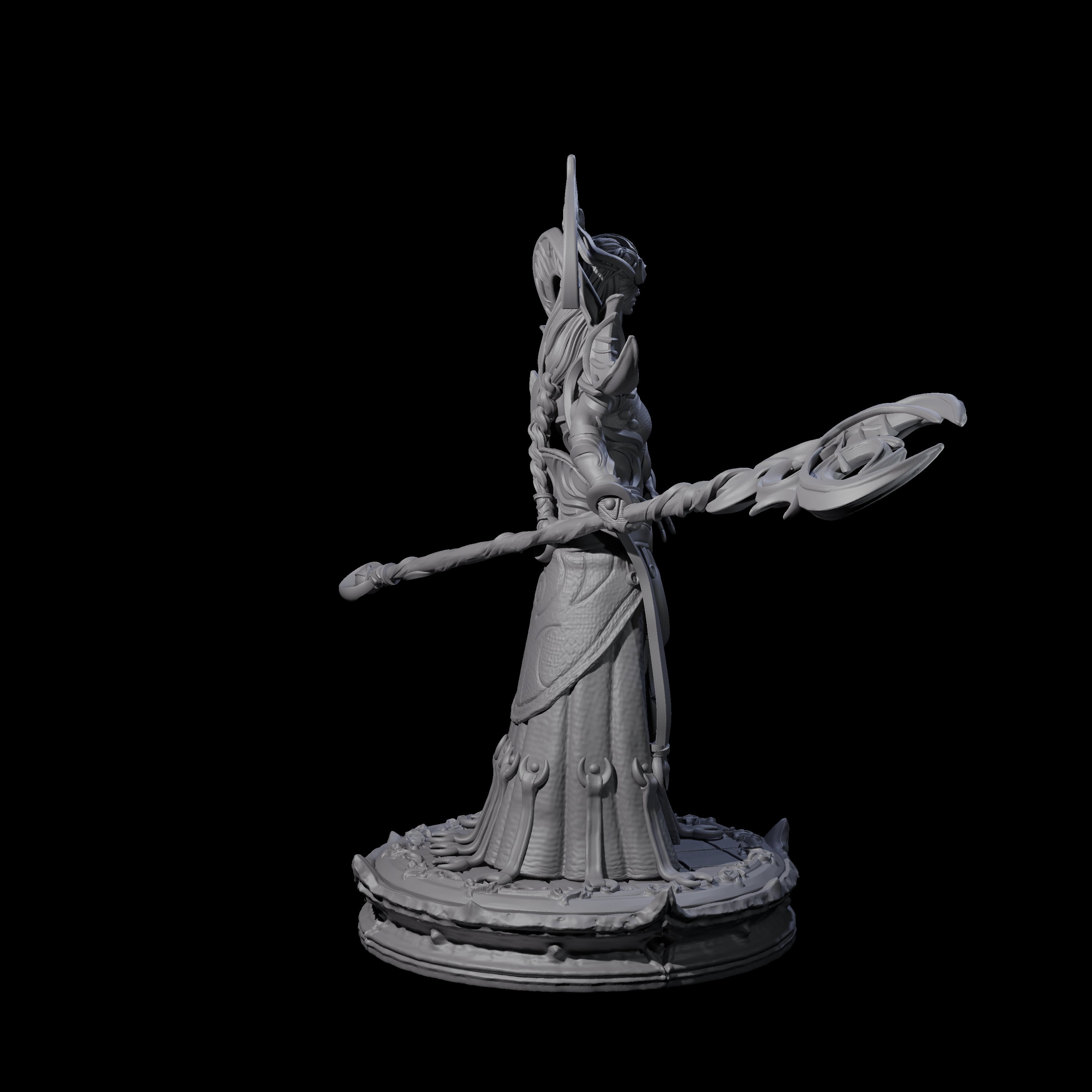 Serne Dark Elf Moon Priestess C Miniature for Dungeons and Dragons, Pathfinder or other TTRPGs