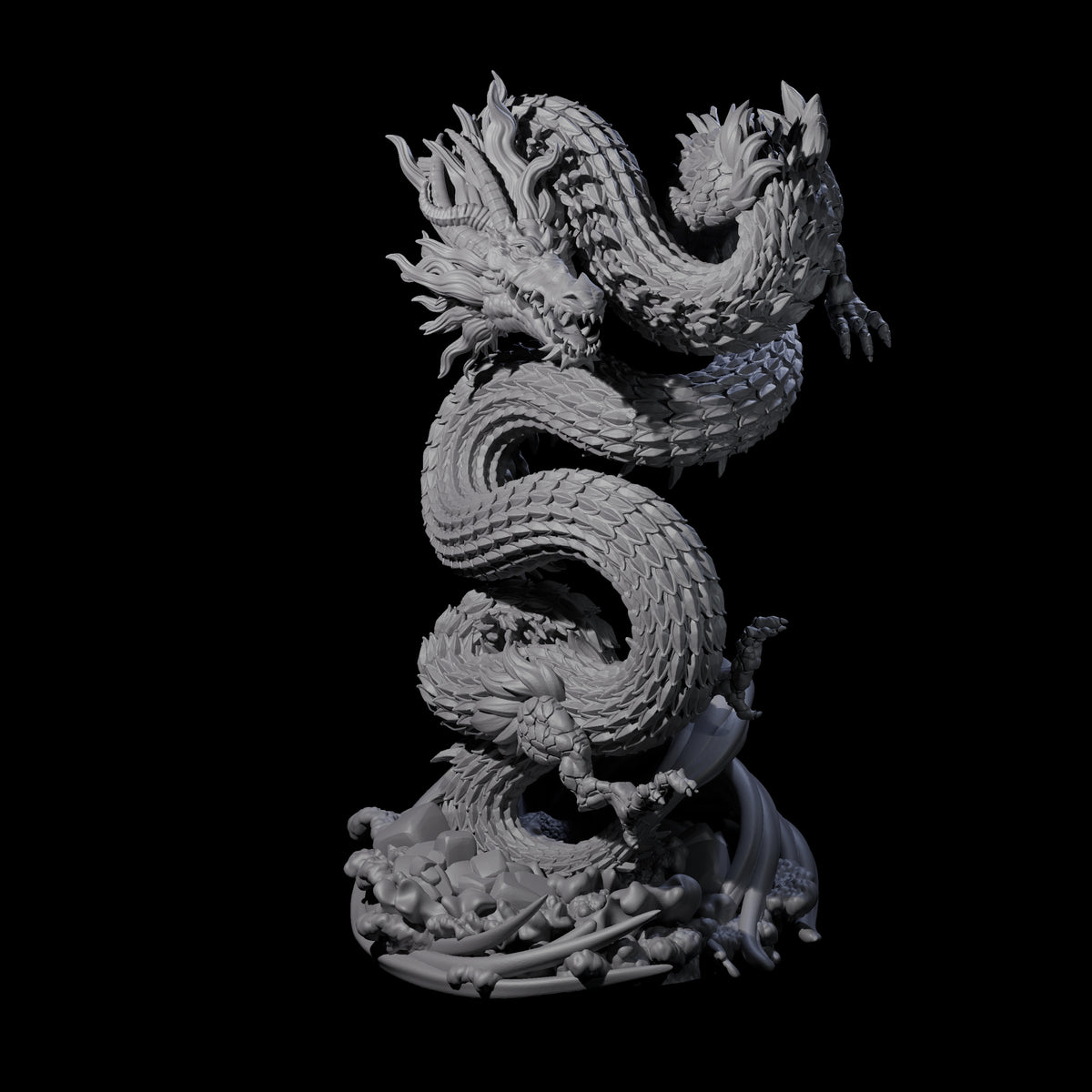 Serpentine Flood Dragon Miniature for Dungeons and Dragons, Pathfinder or other TTRPGs