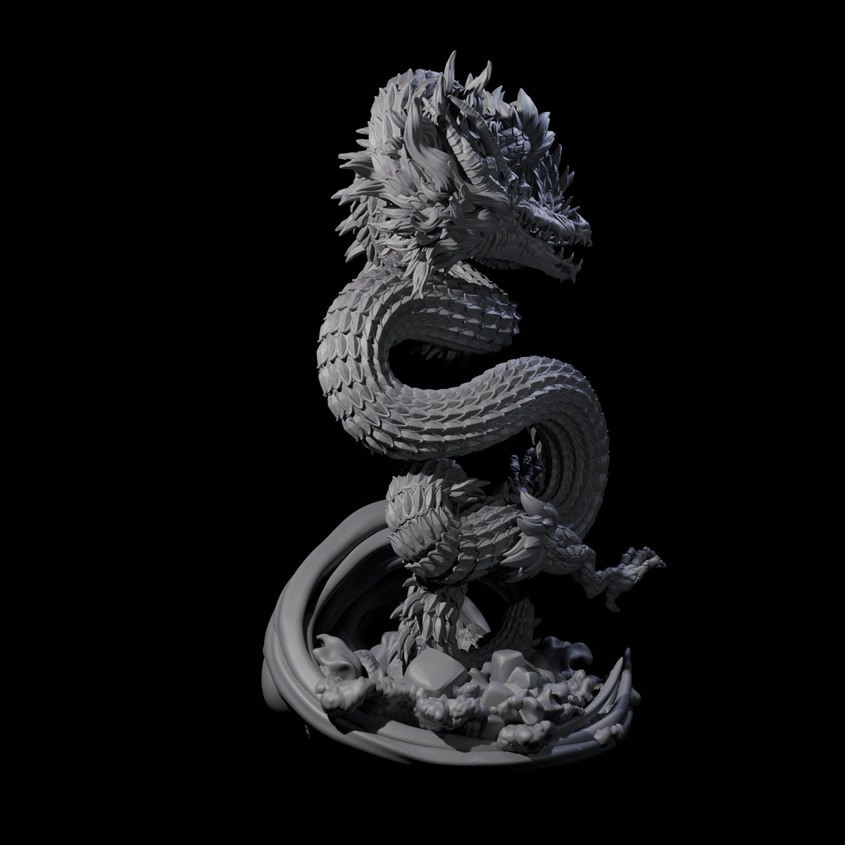 Serpentine Flood Dragon Miniature for Dungeons and Dragons, Pathfinder or other TTRPGs