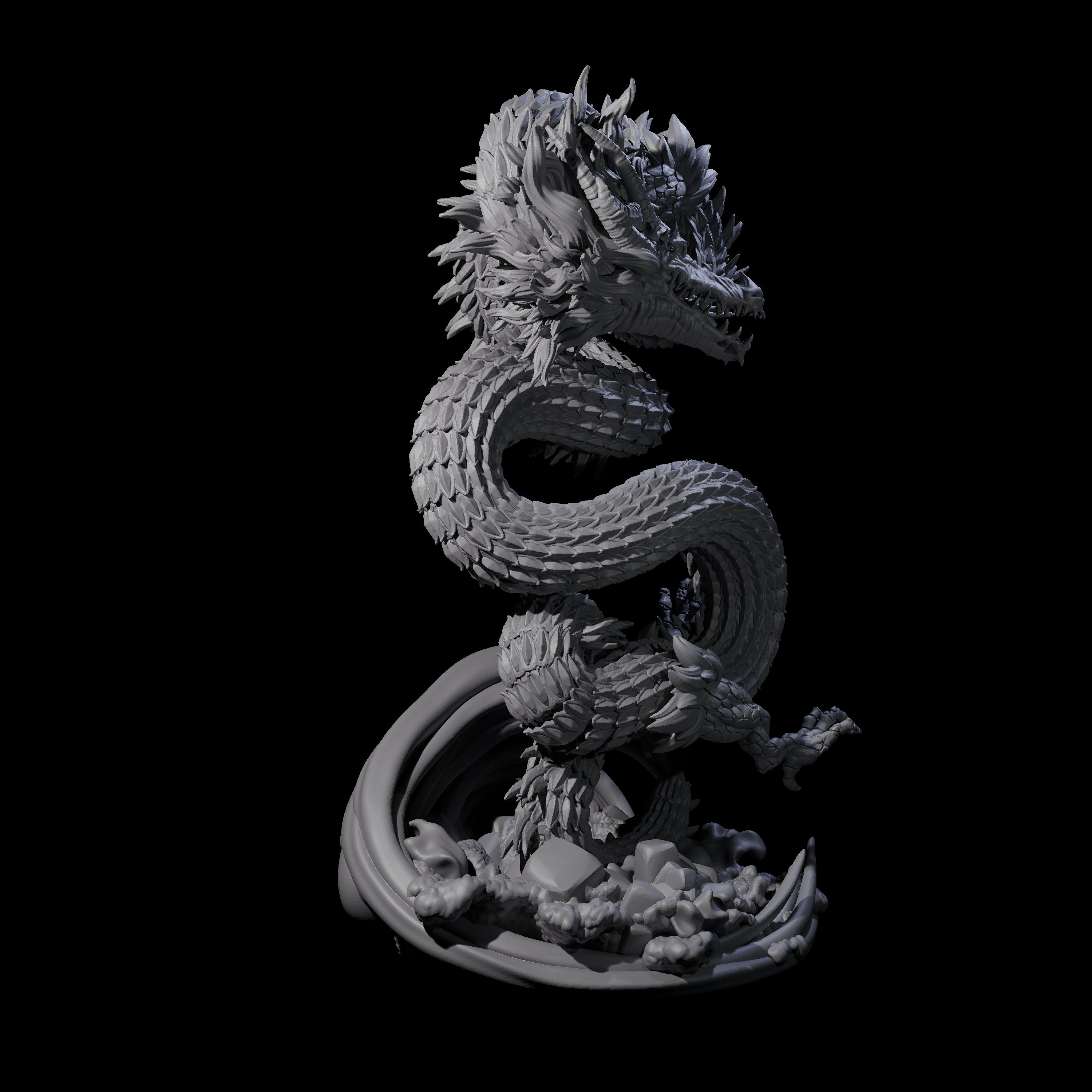 Serpentine Flood Dragon Miniature for Dungeons and Dragons, Pathfinder or other TTRPGs