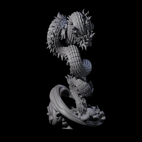 Serpentine Flood Dragon Miniature for Dungeons and Dragons, Pathfinder or other TTRPGs