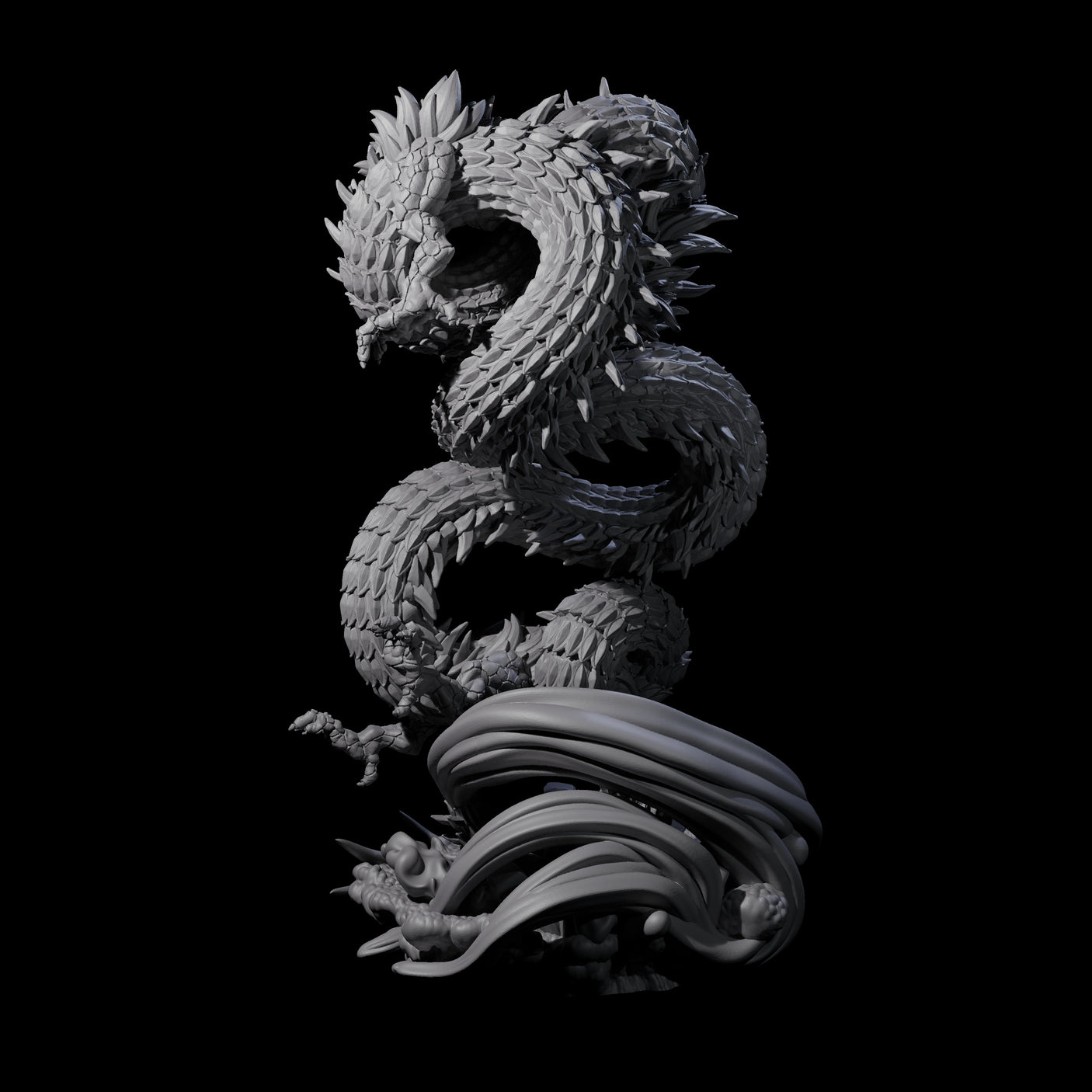 Serpentine Flood Dragon Miniature for Dungeons and Dragons, Pathfinder or other TTRPGs