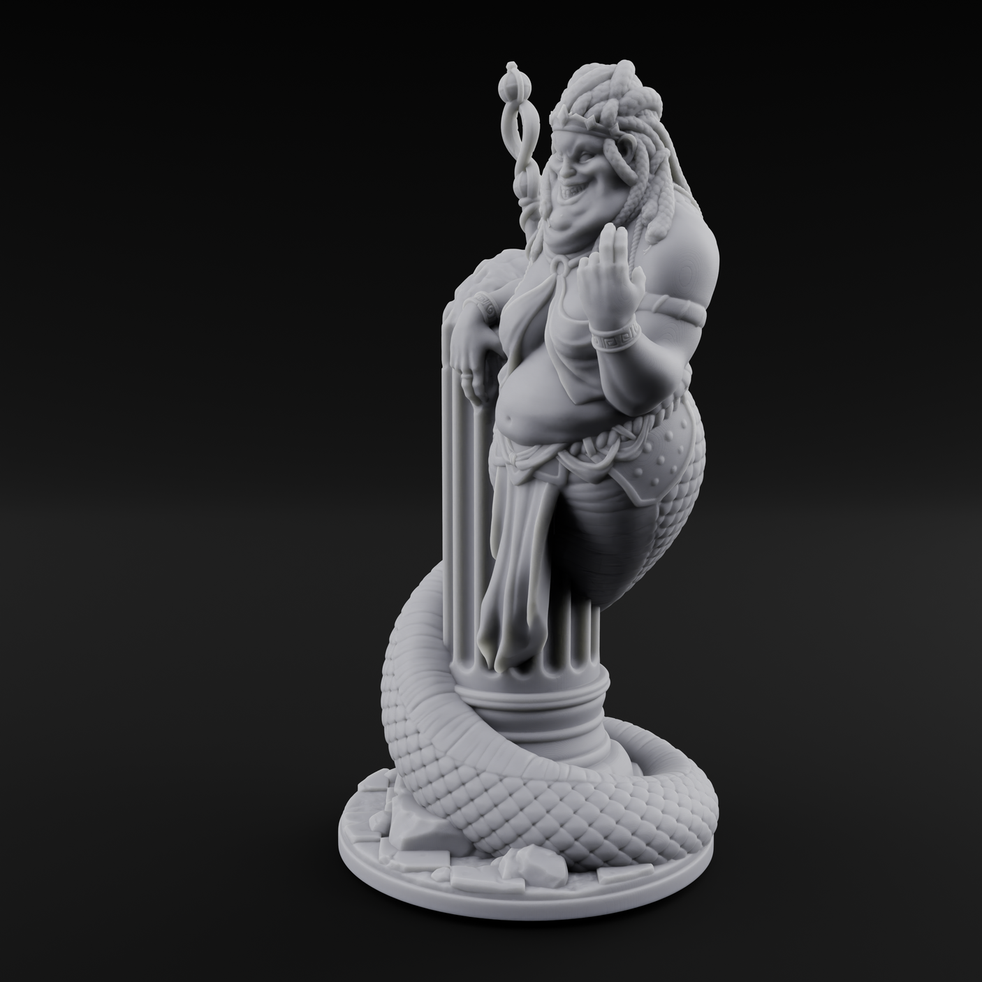 Serpentine Medusa Sorceress Miniature for Dungeons and Dragons, Pathfinder or other TTRPGs